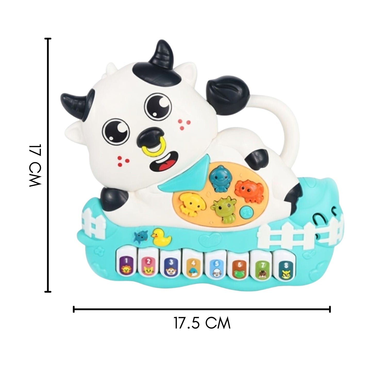 Little Angel-Baby Musical Cow Piano Toy with Lights & Sounds - Blue