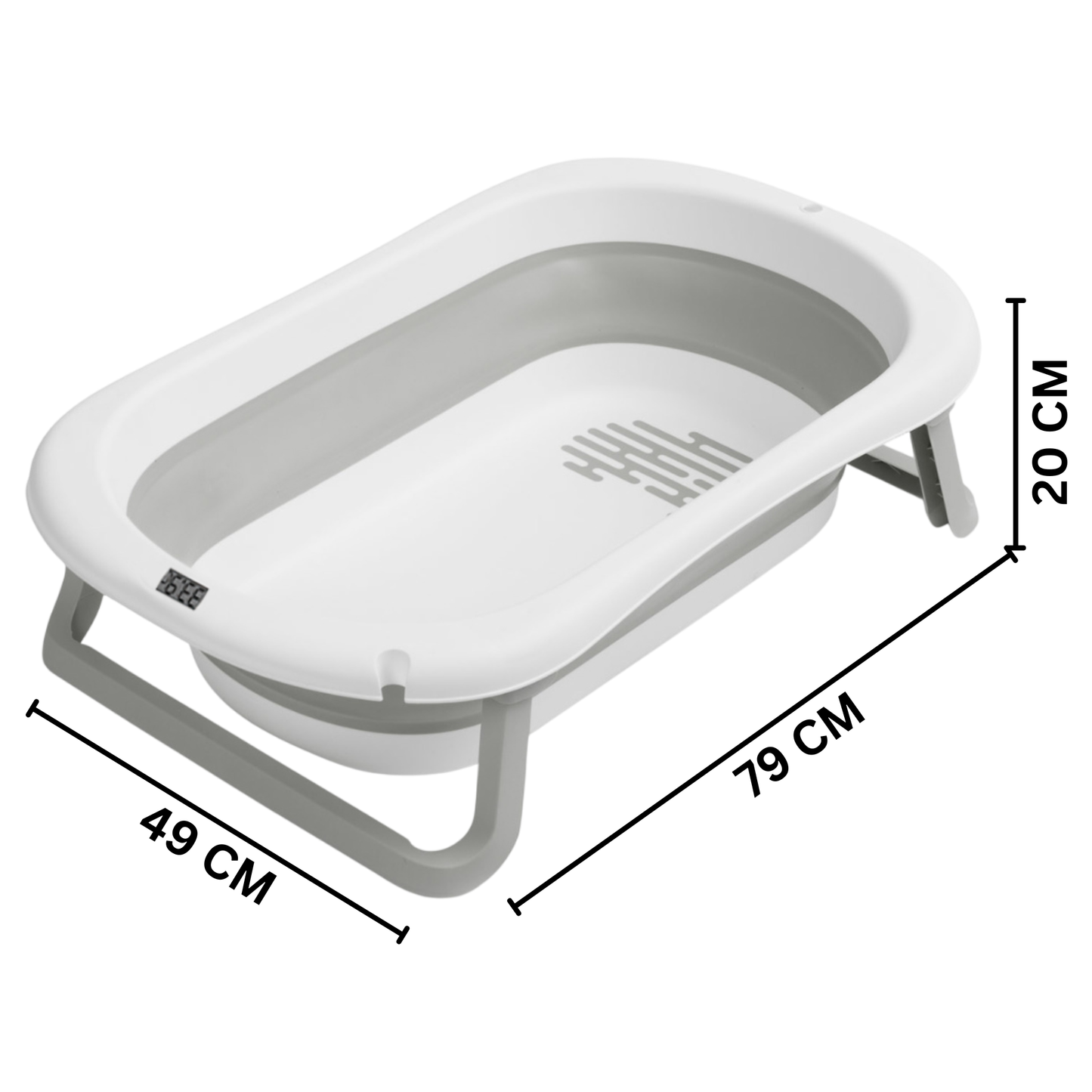 Little Angel - Baby Foldable Bath Tub With Temperature Sensor - Grey