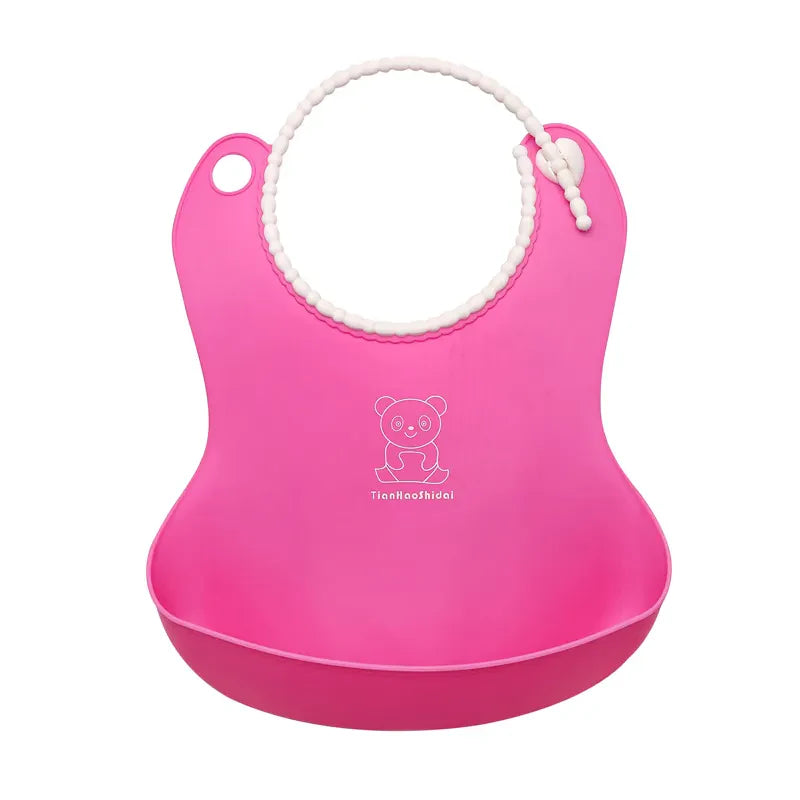 Little Angel - Baby Silicone Bib With Food Catcher - Blue/Green/pink
