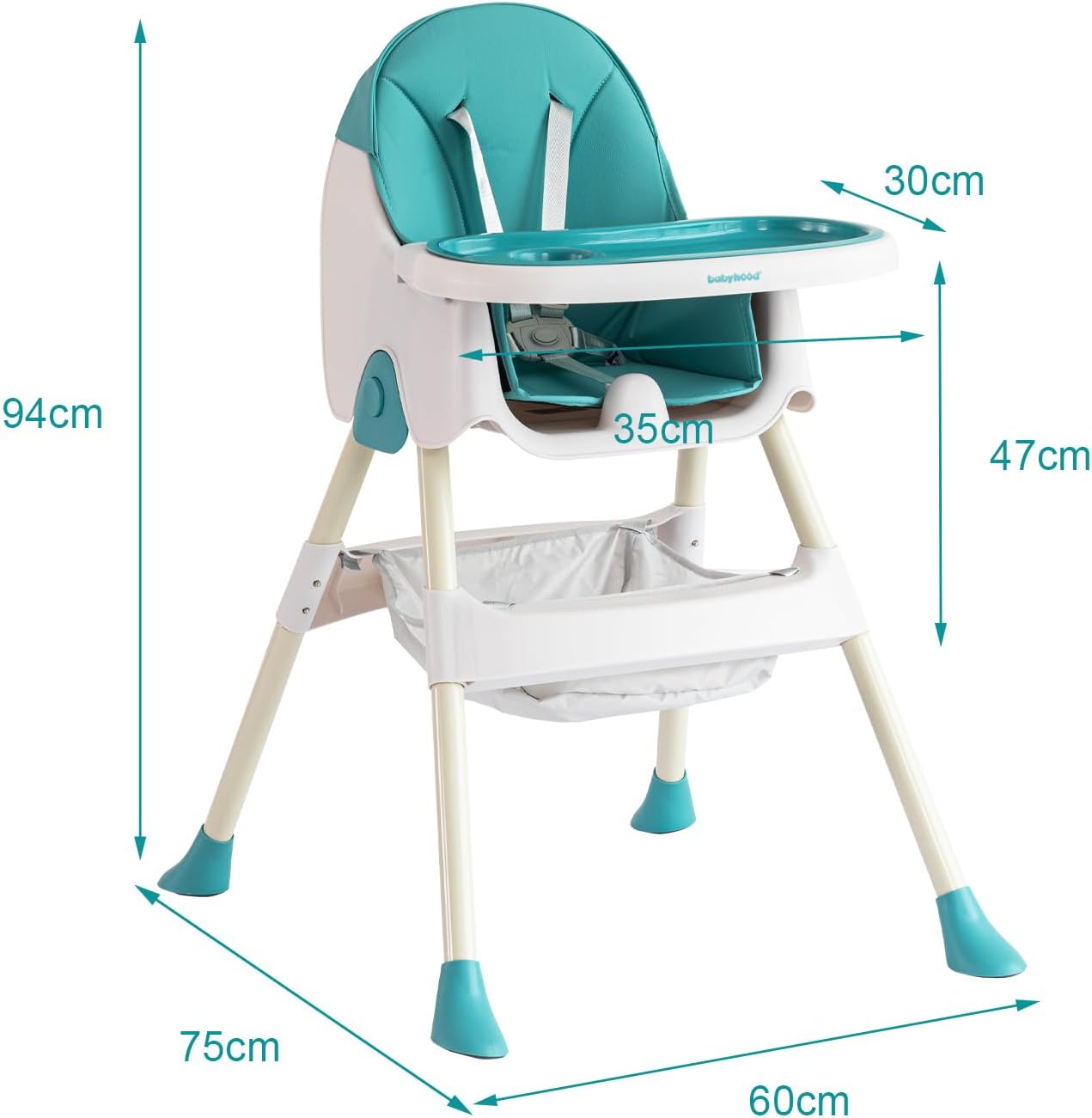 Little Angel - Baby High Chair With Feeding Tray & Storage - Blue