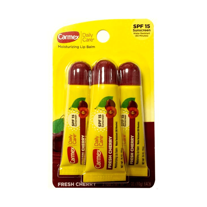 Carmex Fresh Cherry Lip Balm Medicated - 3 pieces