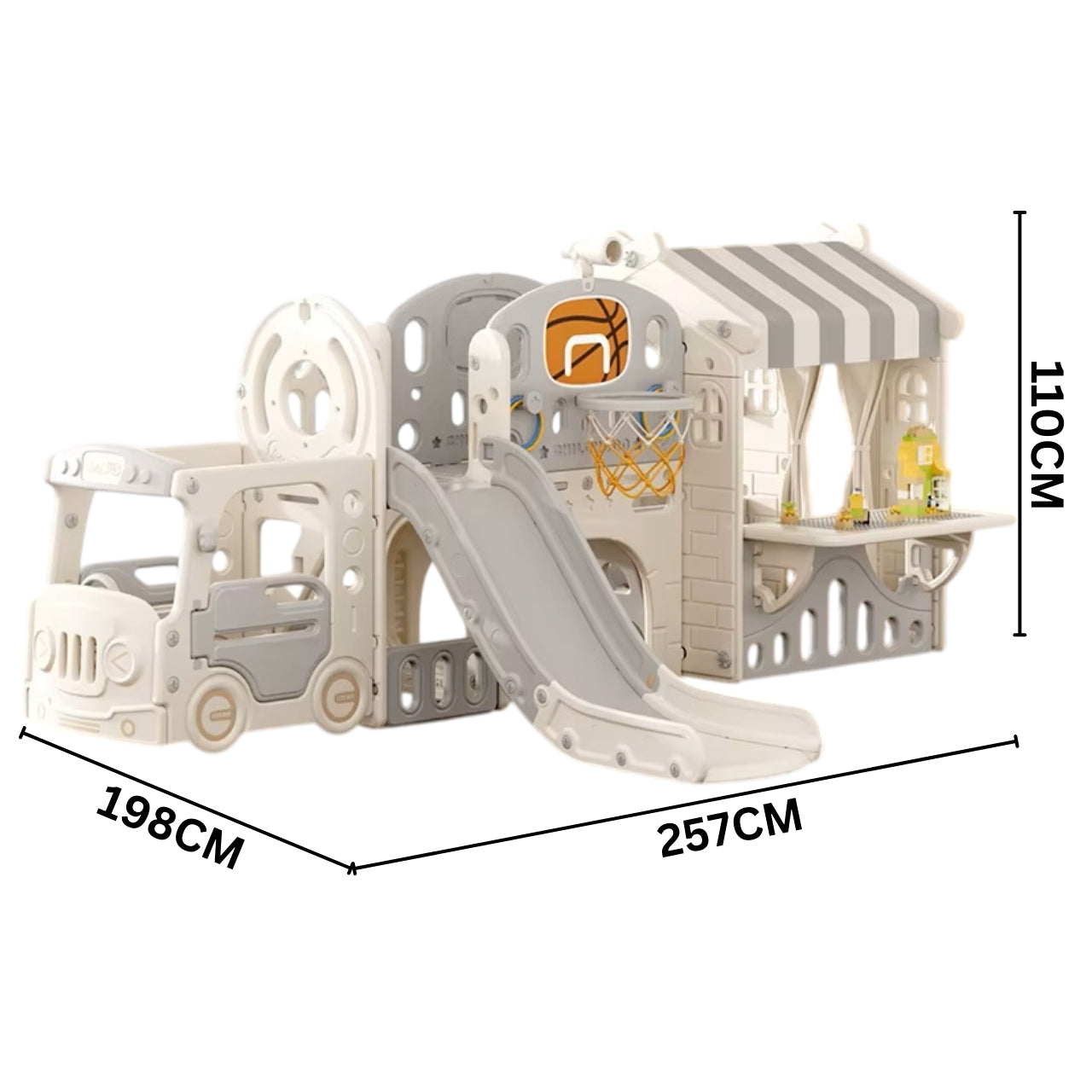 Little Angel Kids Playhouse With Slide - Coffee/Grey