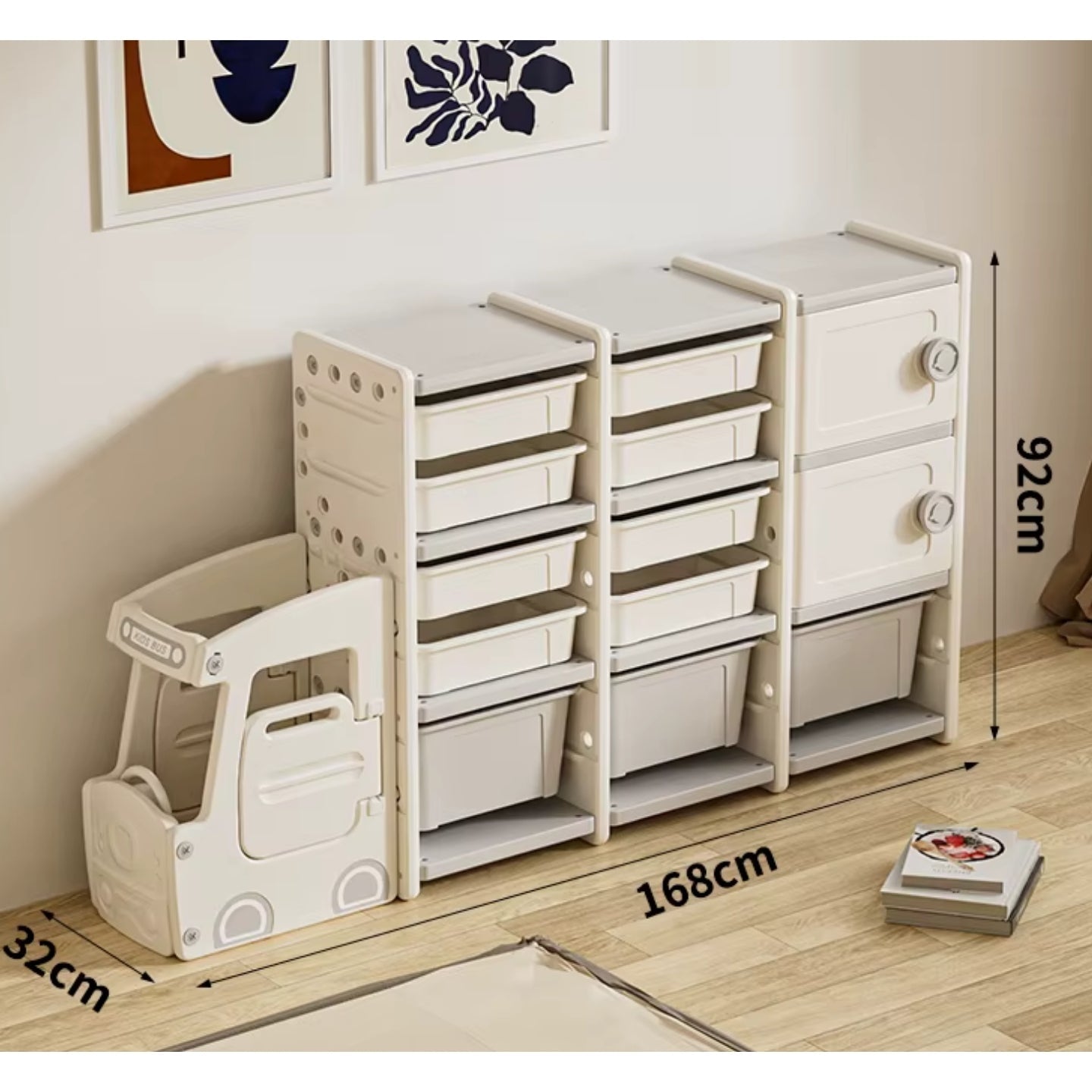 Kid Toys Organizer Nursery Storage Rack with Bins and Shelves - White