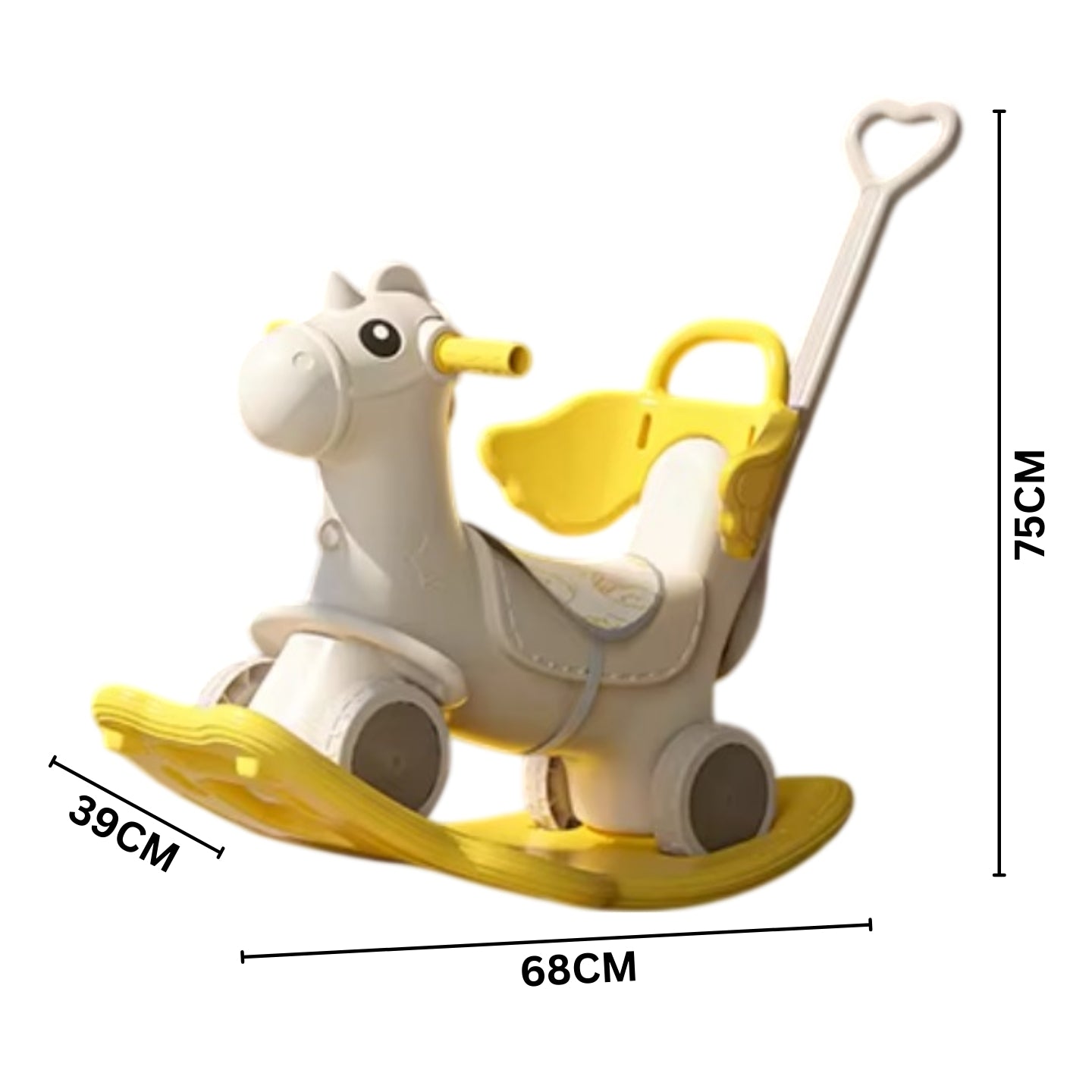 Baby Rocking Horse Ride On Toy for Kids with Handle and Backrest - Blue/Yellow