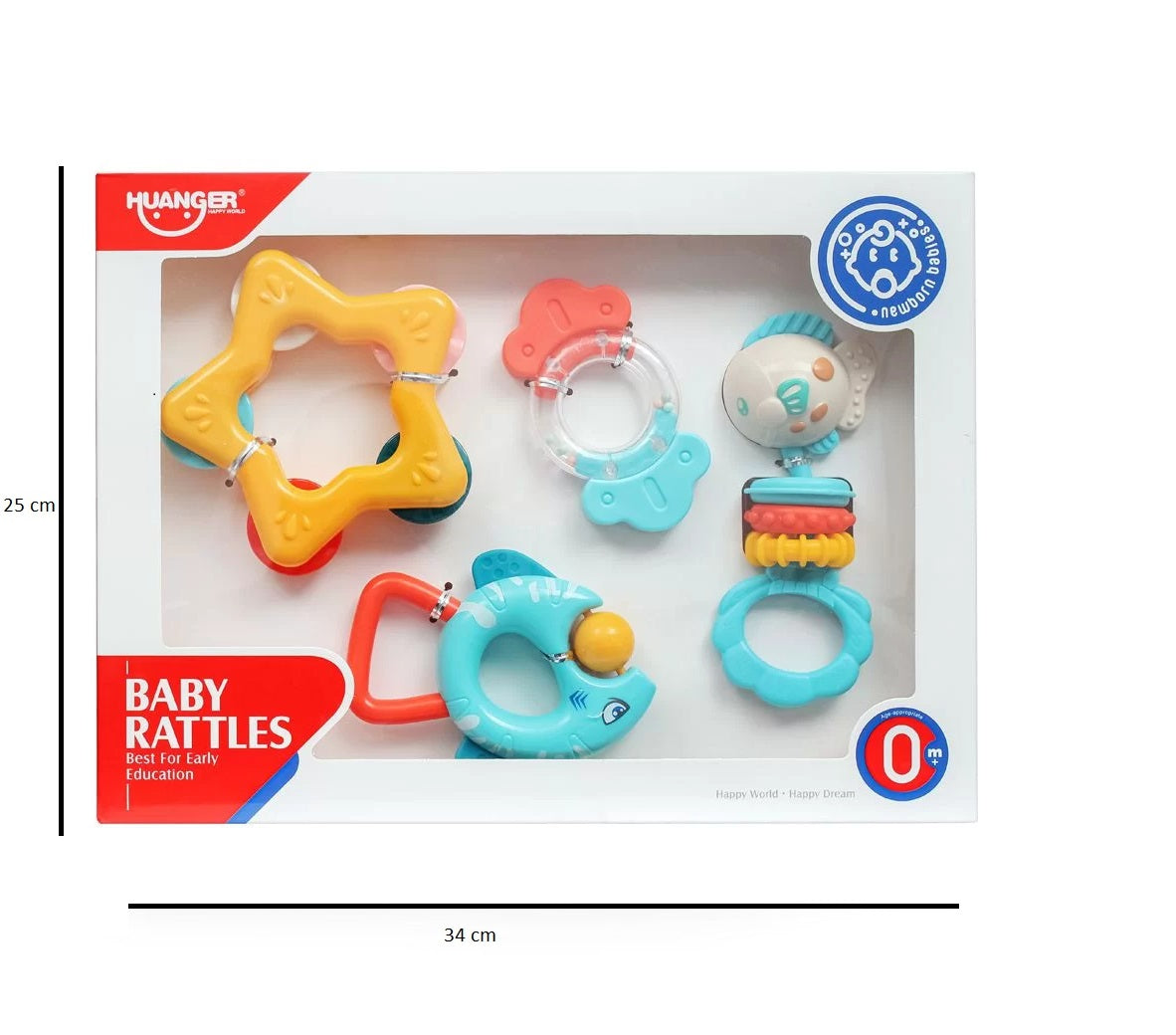 Huanger - Baby Rattles And Teether Toy Set For Newborns 4Pcs