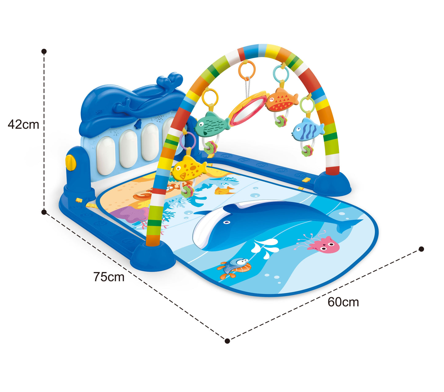 Huanger -Baby Play Gym Mat & Learning Walker With Music - Multicolor