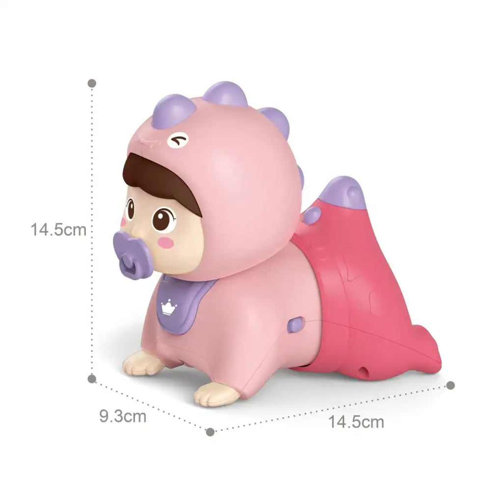 Huanger - Baby Crawling Doll Toy With Music & Lights - Green/Pink