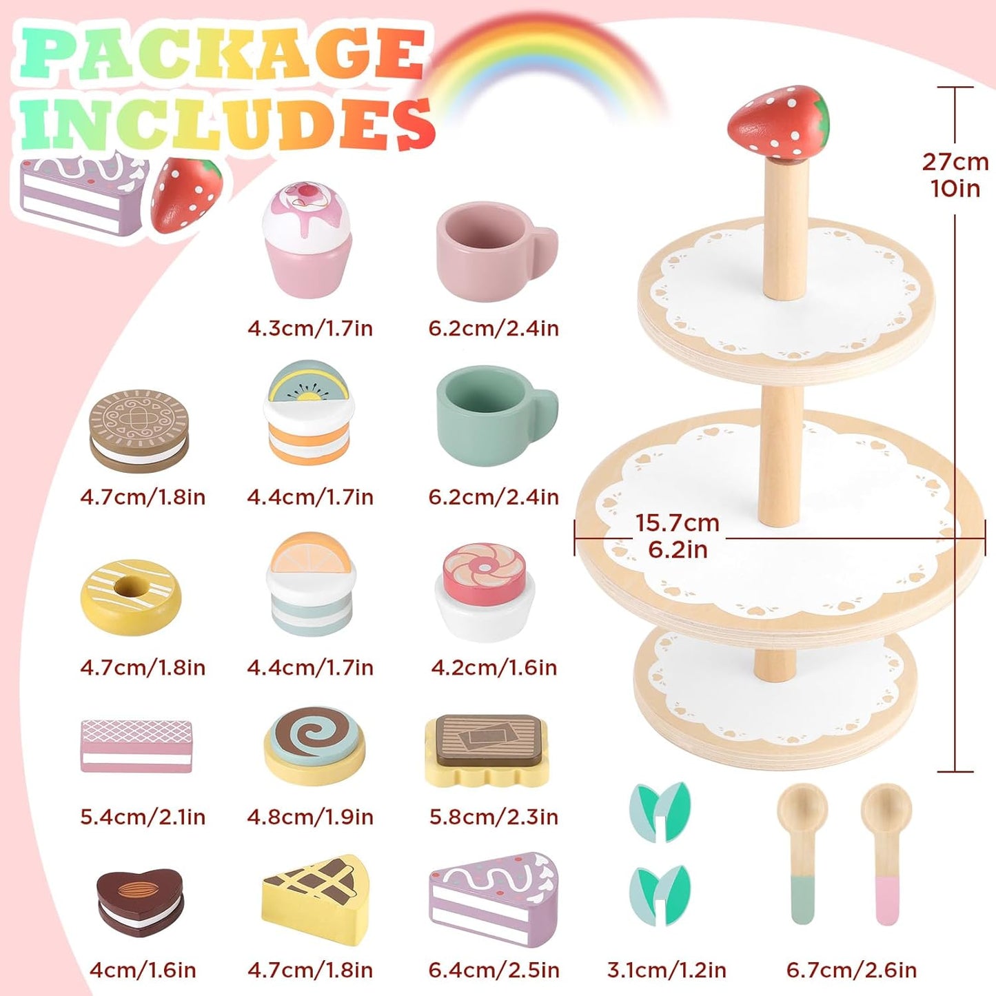 Little Angel - Wooden Dessert Stand Toy – Cake Cupcake Playset