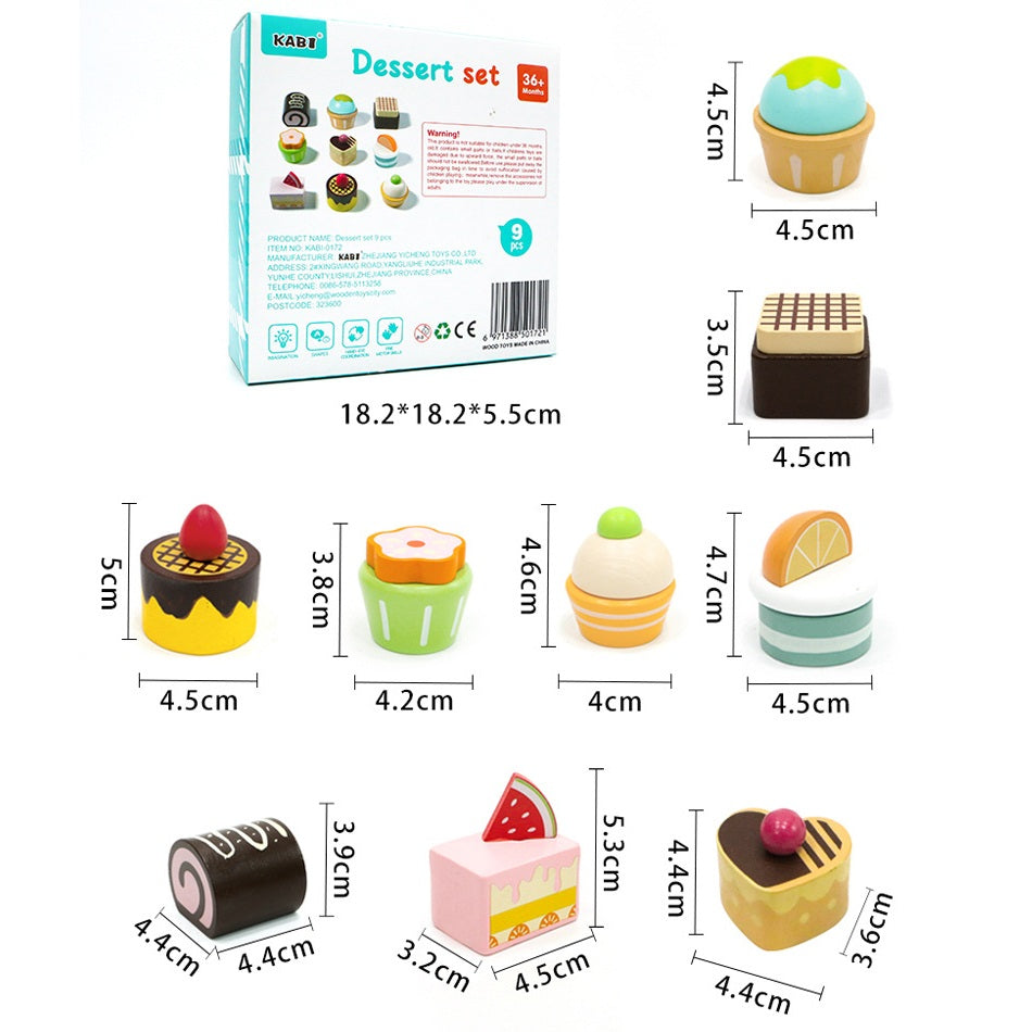 Little Angel - Kids Wooden Dessert Box Playset – 12 Pcs Pretend Toy