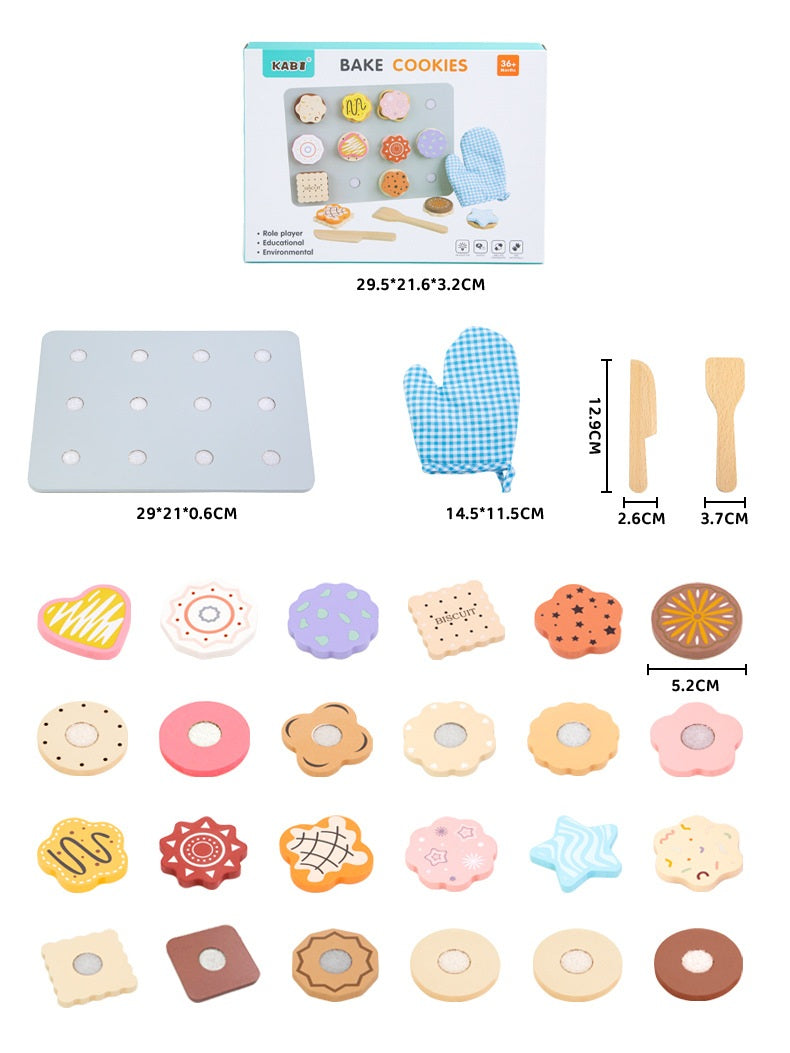 Little Angel - Kids Wooden Cookie Playset – Baking Pretend Toy Set