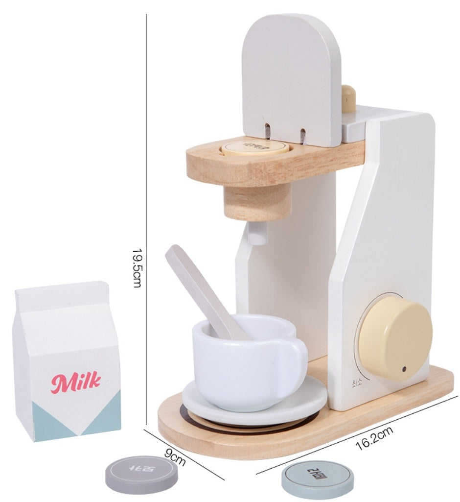 Little Angel - Kids Wooden Coffee Maker – Pretend Kitchen Toy Set