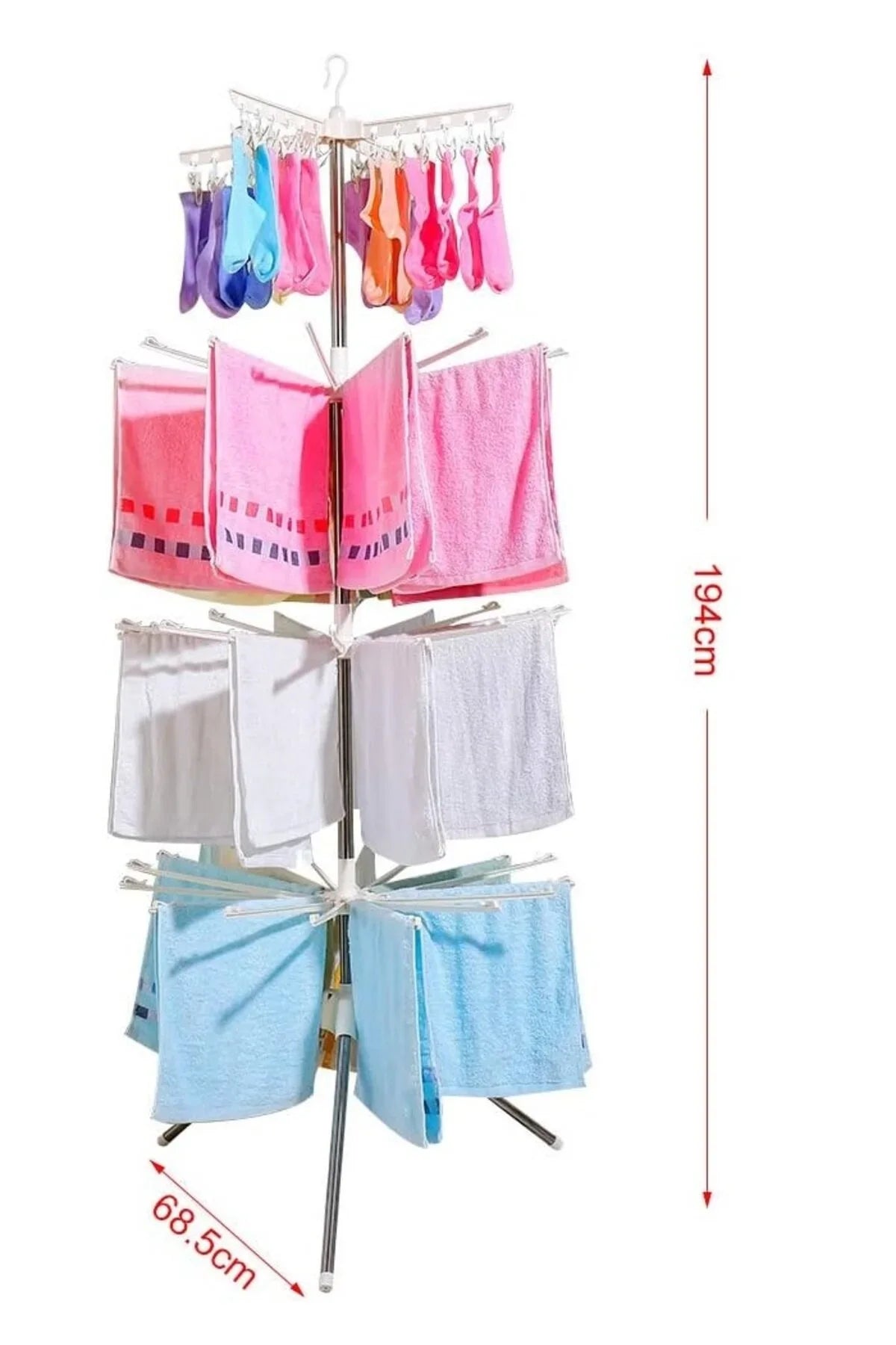 Little Angel - Baby Clothes 3 Layer Dryer Stand With Clips - White