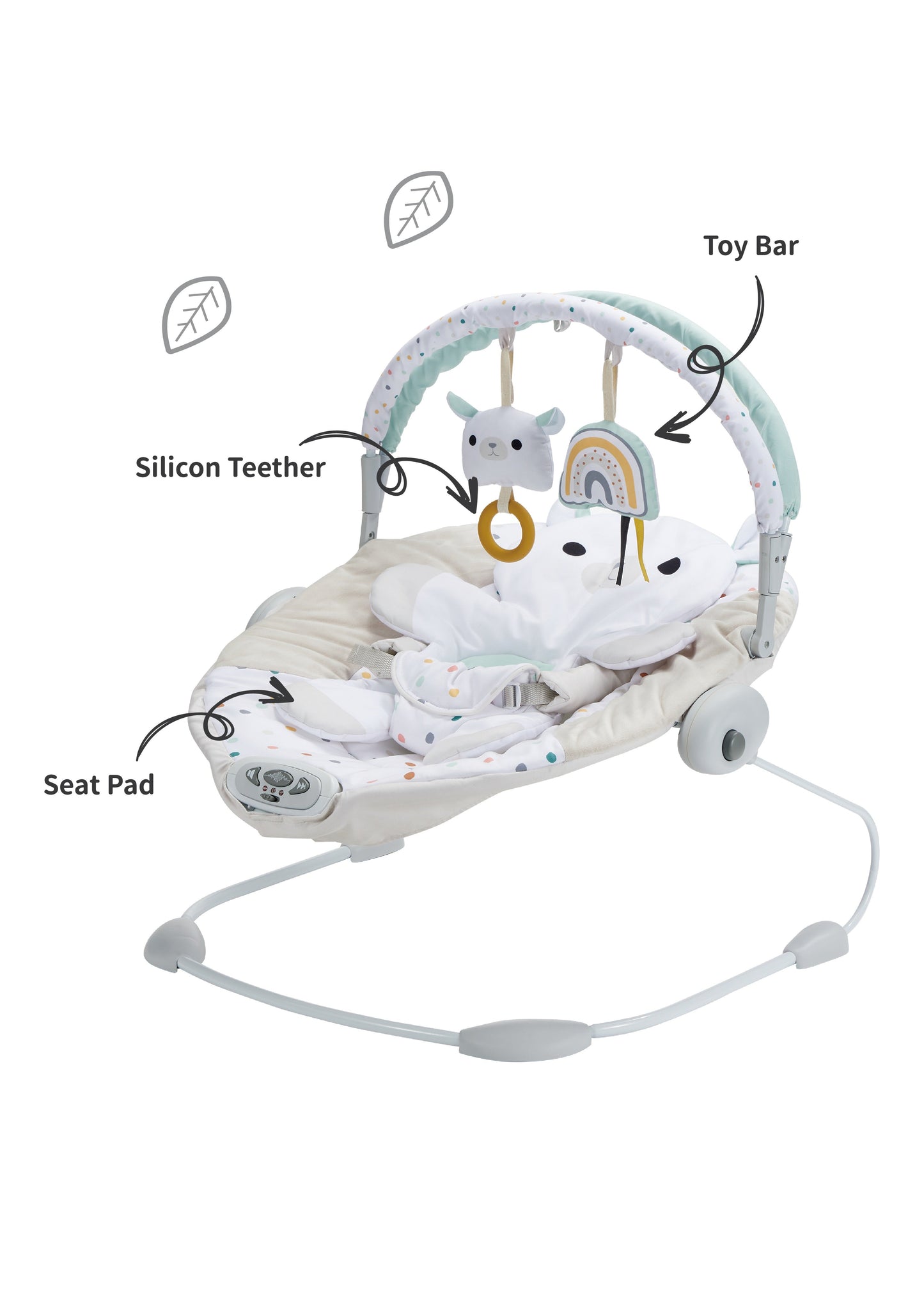 Konig Kids - Baby Bouncer with Music, Vibration, Toys & Soft Cushion