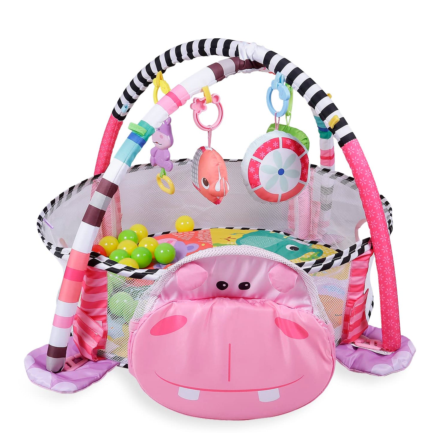 Little Angel – Baby Play Gym Mat with Toys & Ball Pit -Pink