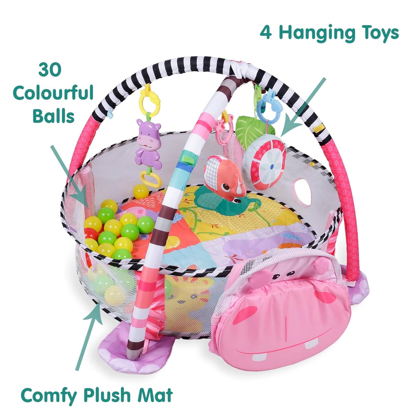 Little Angel – Baby Play Gym Mat with Toys & Ball Pit -Pink
