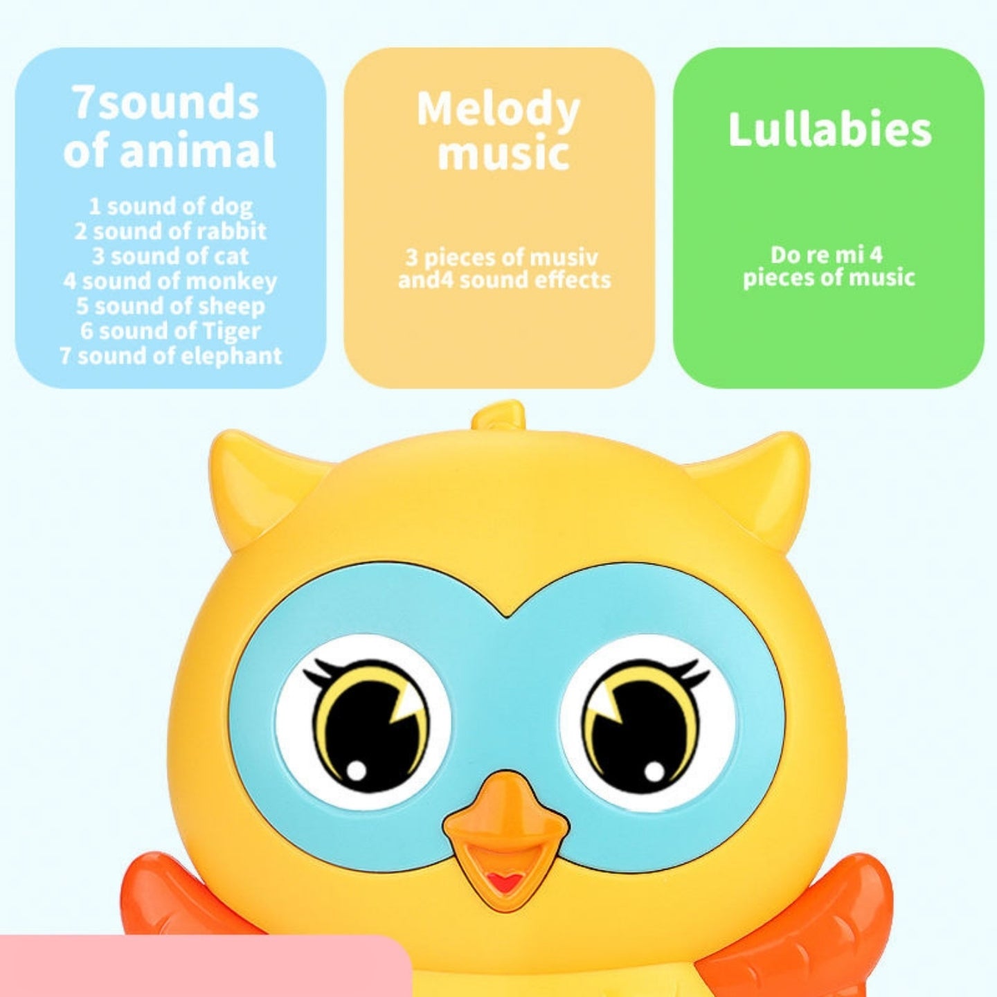 Little Angel-Baby Musical Owl Toy with Lights & Sounds - Yellow
