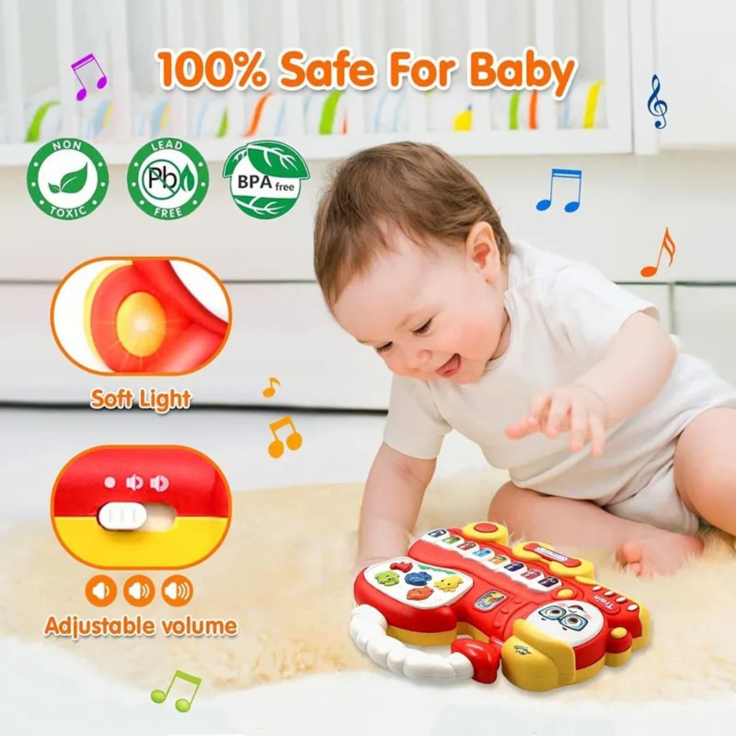Little Angel-Baby Musical Train Toy with Lights & Learning - Blue/Red