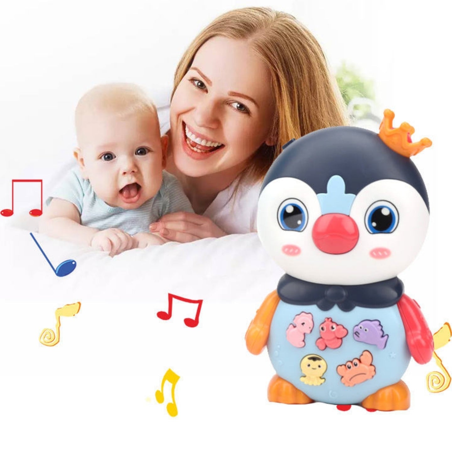 Little Angel-Baby Musical Penguin Toy with Lights & Sounds - Blue