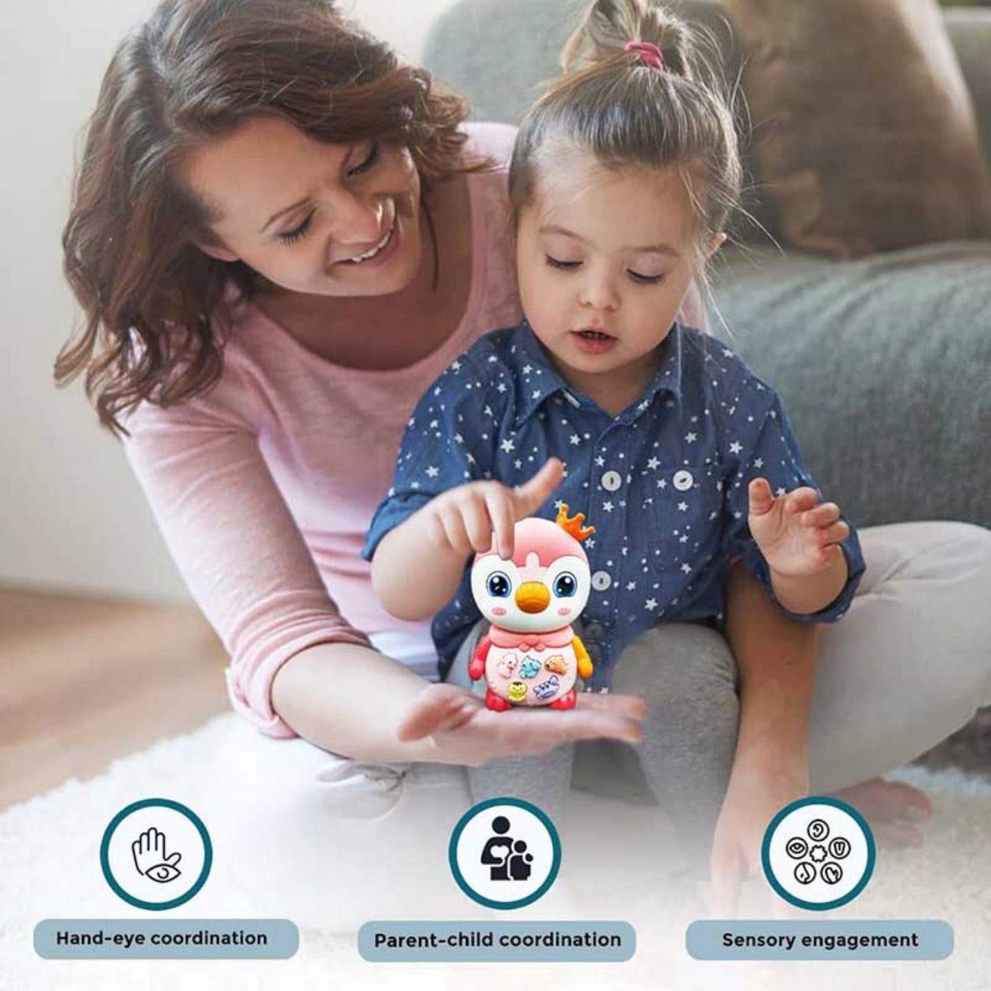 Little Angel-Baby Musical Penguin Toy with Lights & Sounds - Blue
