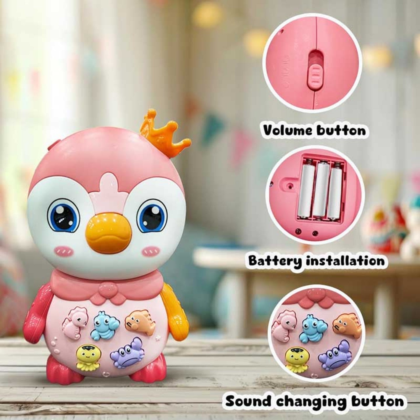 Little Angel-Baby Musical Penguin Toy with Lights & Sounds - Blue