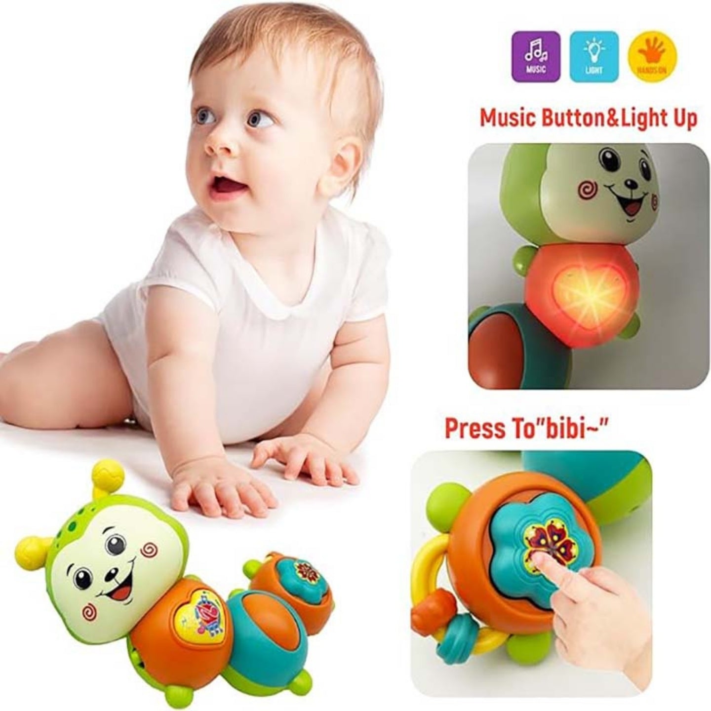 Little Angel Baby Musical Caterpillar Toy with Lights & Sounds - Yellow