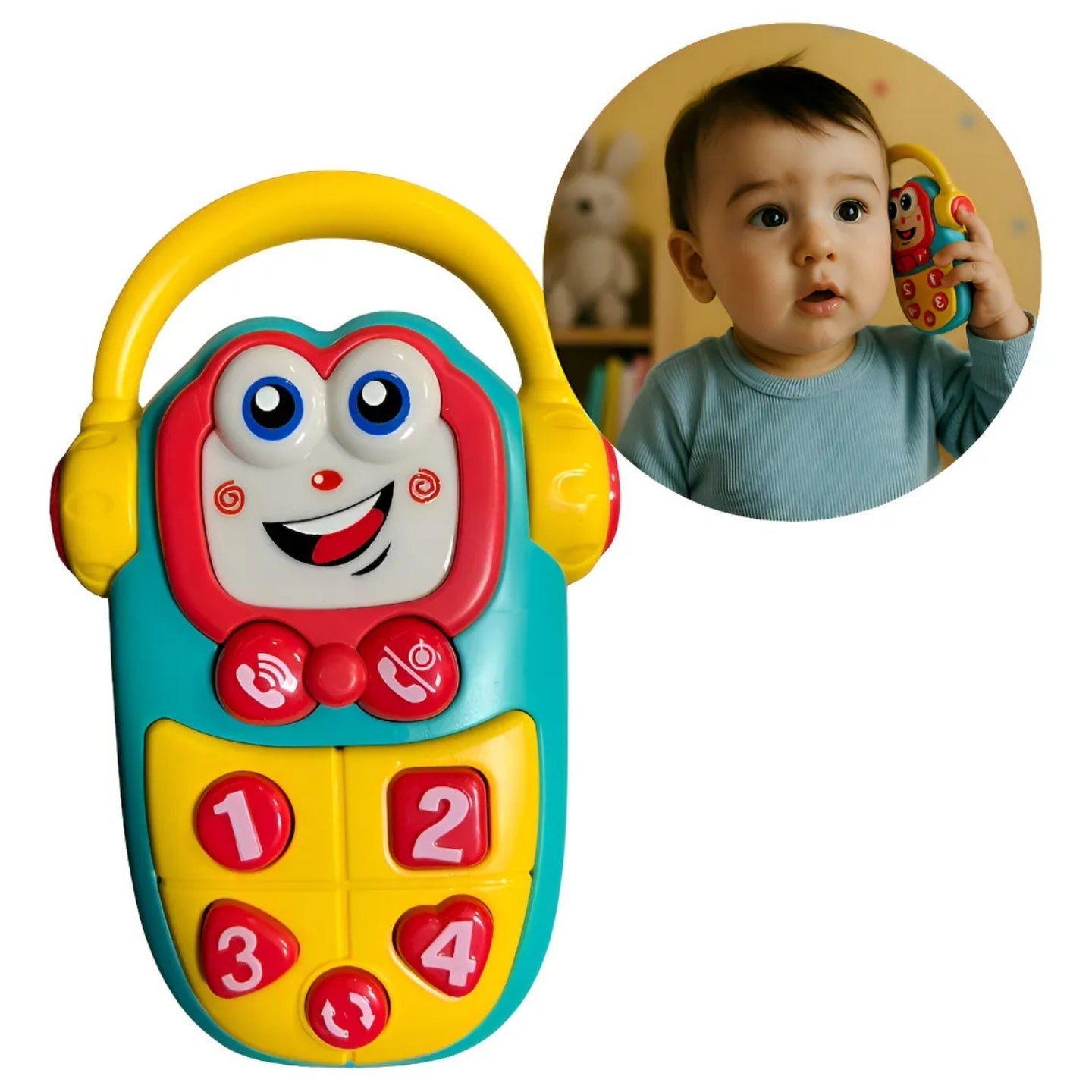 Little Angel-Baby Musical Phone Toy with Lights & Sounds for Infants - Yellow
