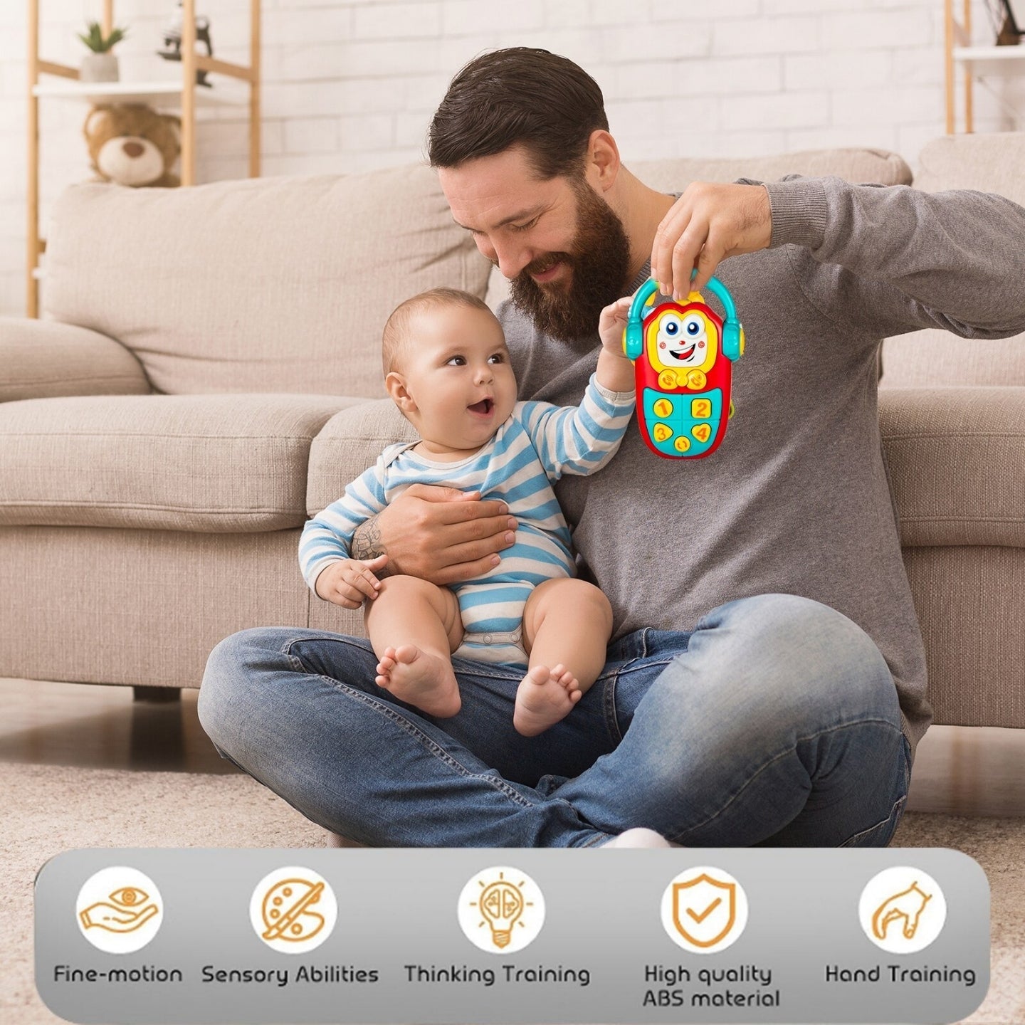 Little Angel-Baby Musical Phone Toy with Lights & Sounds for Infants - Yellow