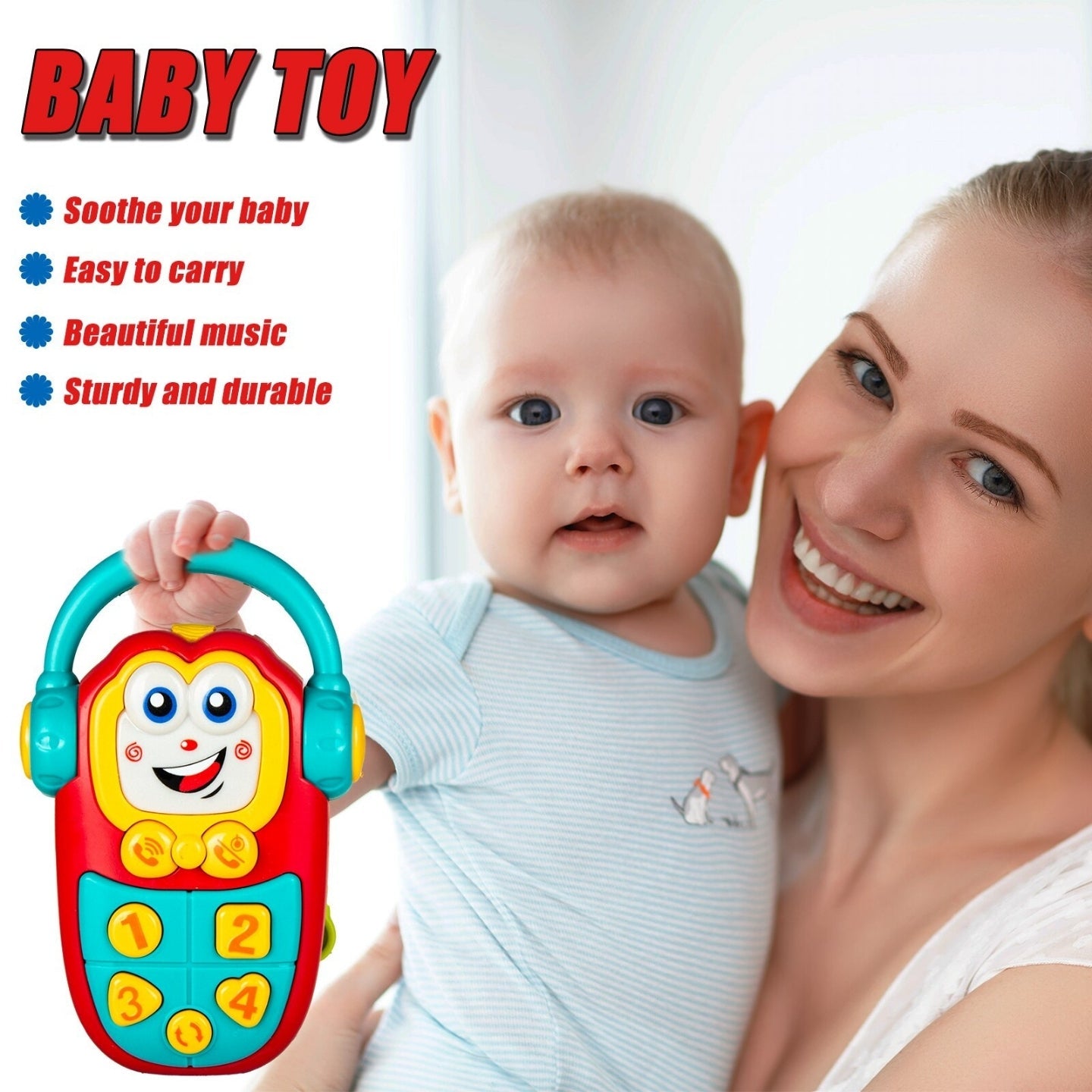 Little Angel-Baby Musical Phone Toy with Lights & Sounds for Infants - Yellow