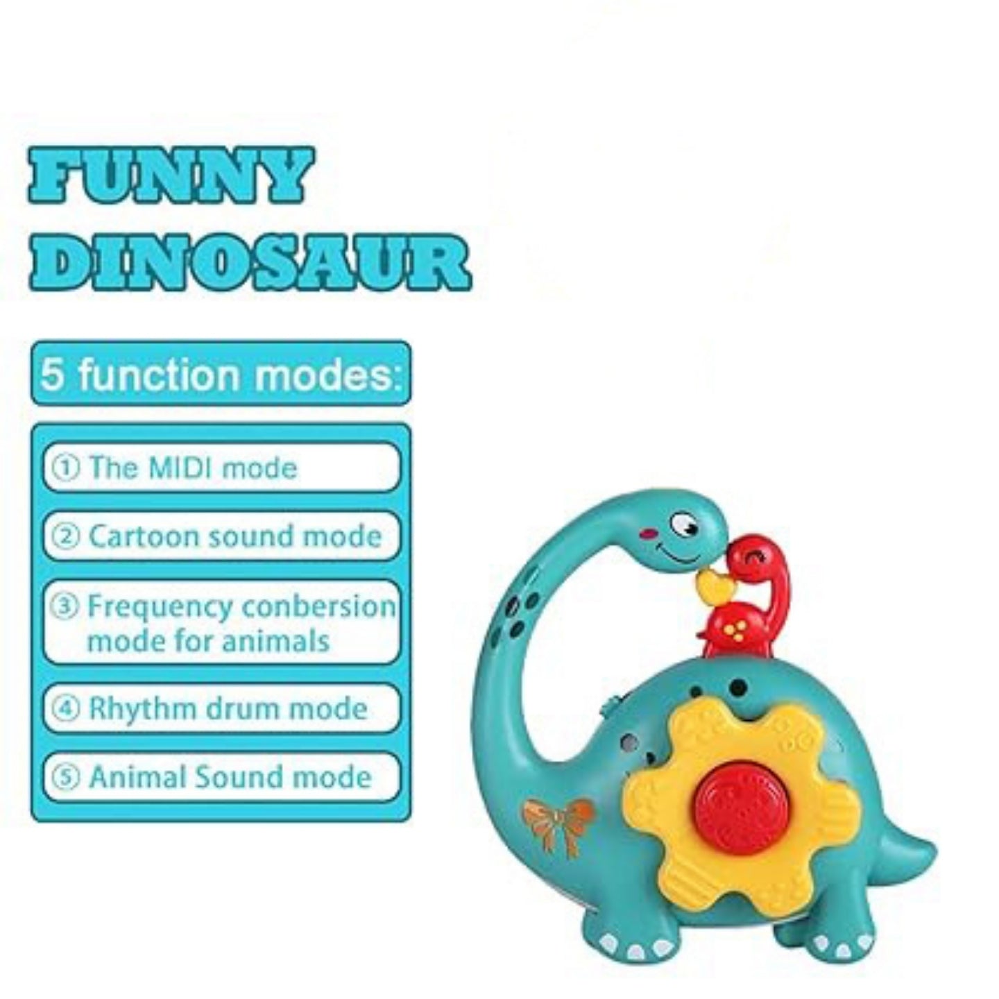 Little Angel-Baby Musical Elephant Toy with Gear Button - Yellow