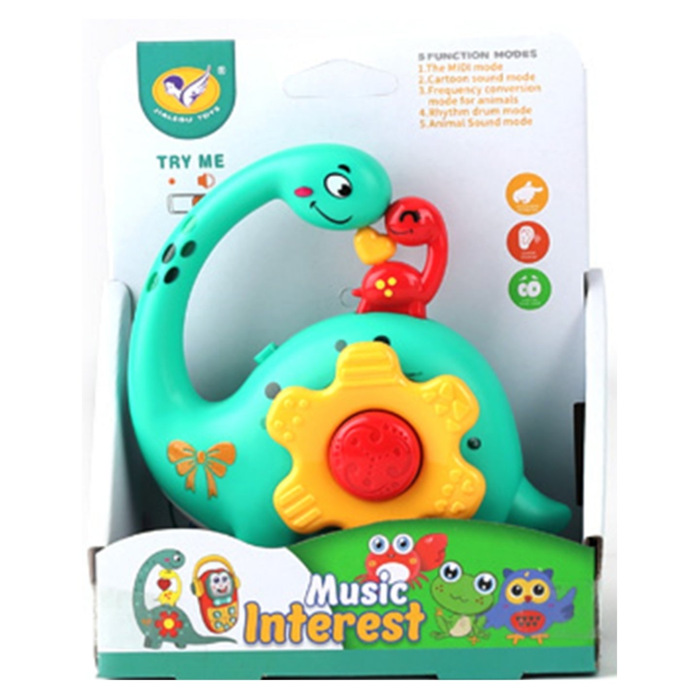 Little Angel-Baby Musical Elephant Toy with Gear Button - Yellow
