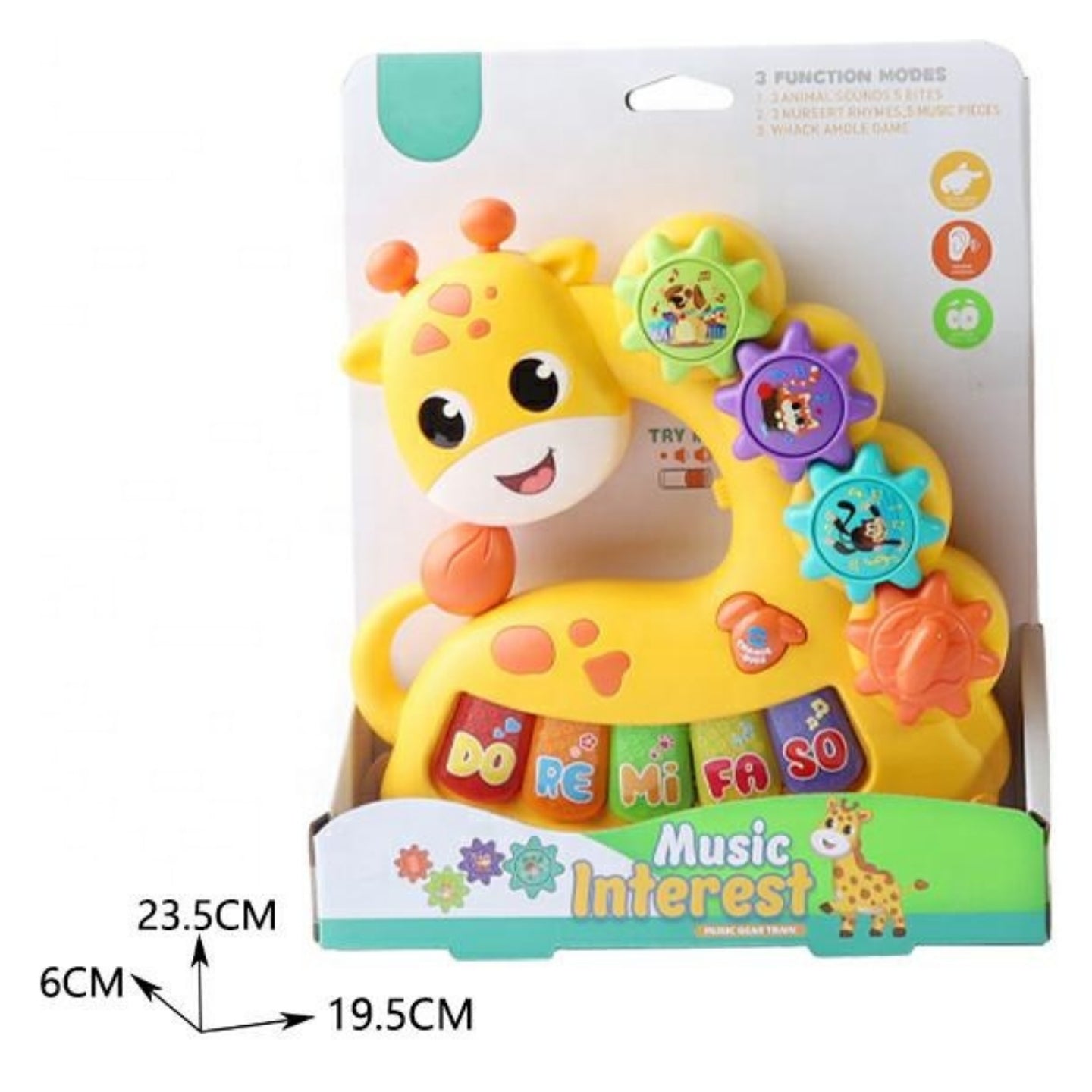 Little Angel-Baby Musical Giraffe Piano Toy with Lights & Sounds - Yellow