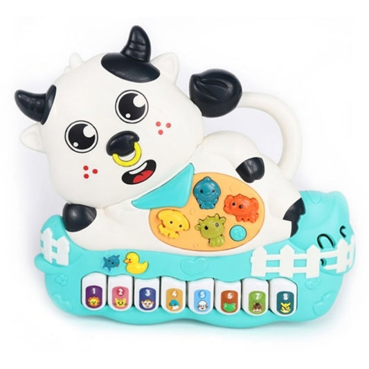 Little Angel-Baby Musical Cow Piano Toy with Lights & Sounds - Blue