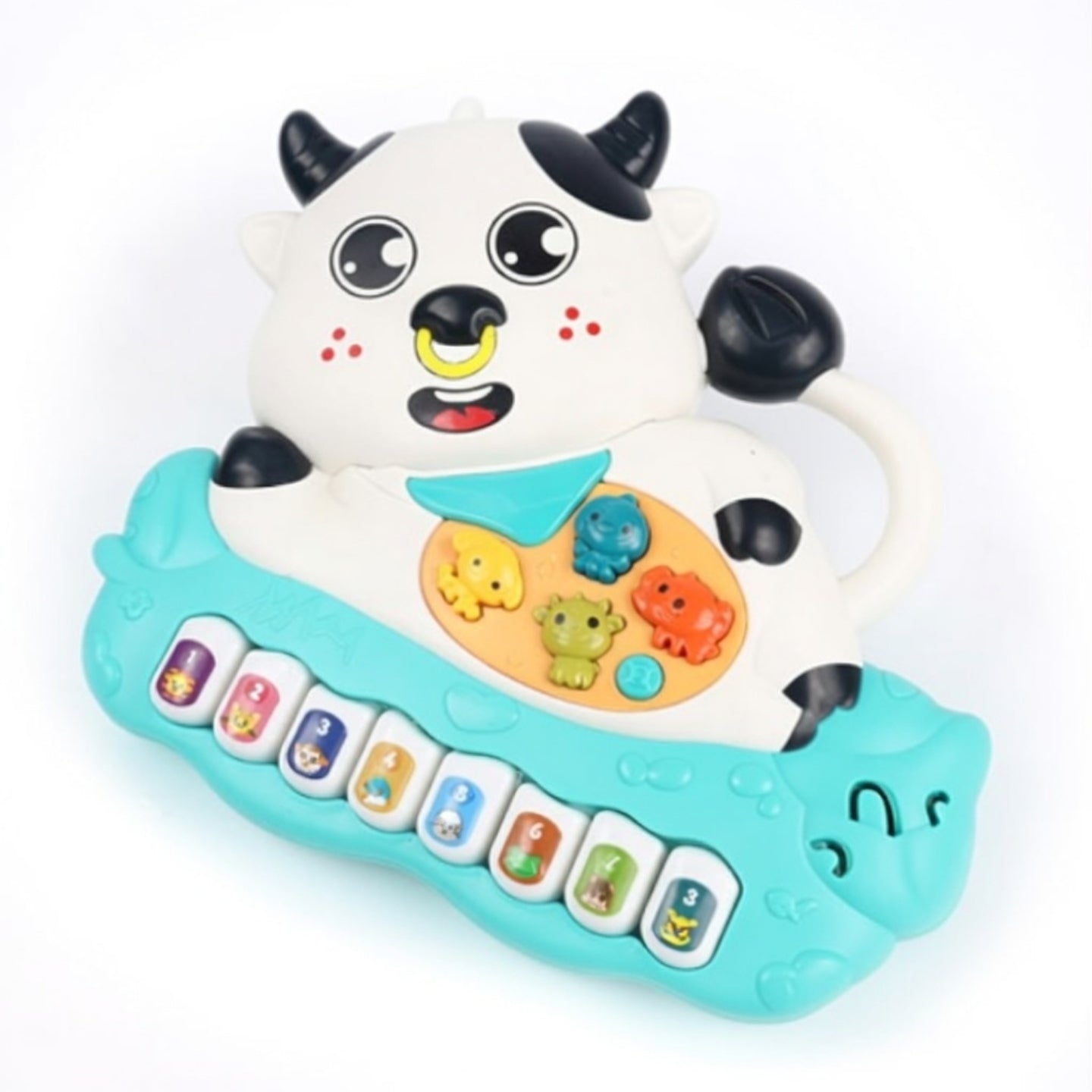 Little Angel-Baby Musical Cow Piano Toy with Lights & Sounds - Blue
