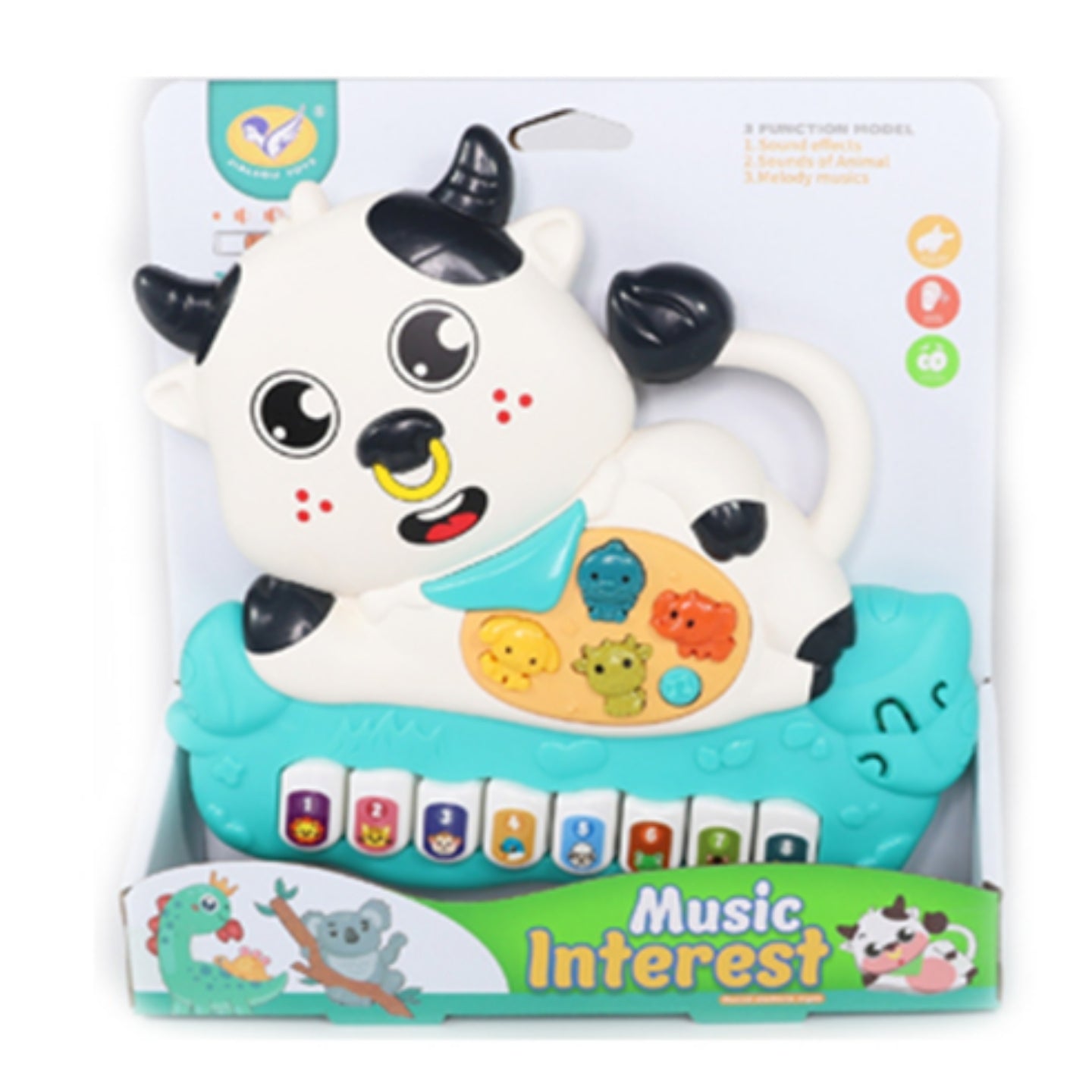 Little Angel-Baby Musical Cow Piano Toy with Lights & Sounds - Blue