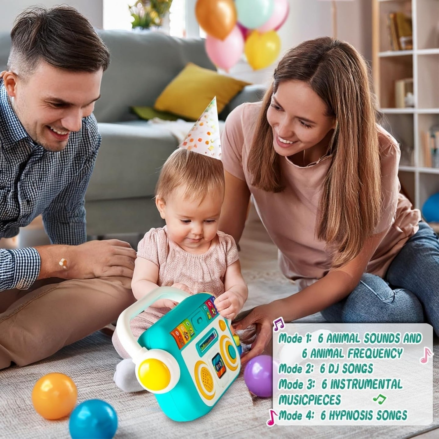 Little Angel-Baby Musical Learning Radio Toy with Lights and Sound -Green/Pink