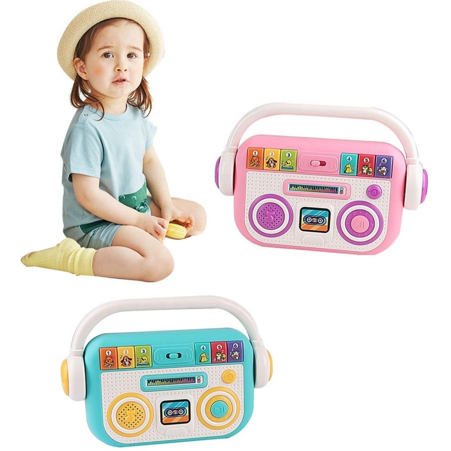 Little Angel-Baby Musical Learning Radio Toy with Lights and Sound -Green/Pink