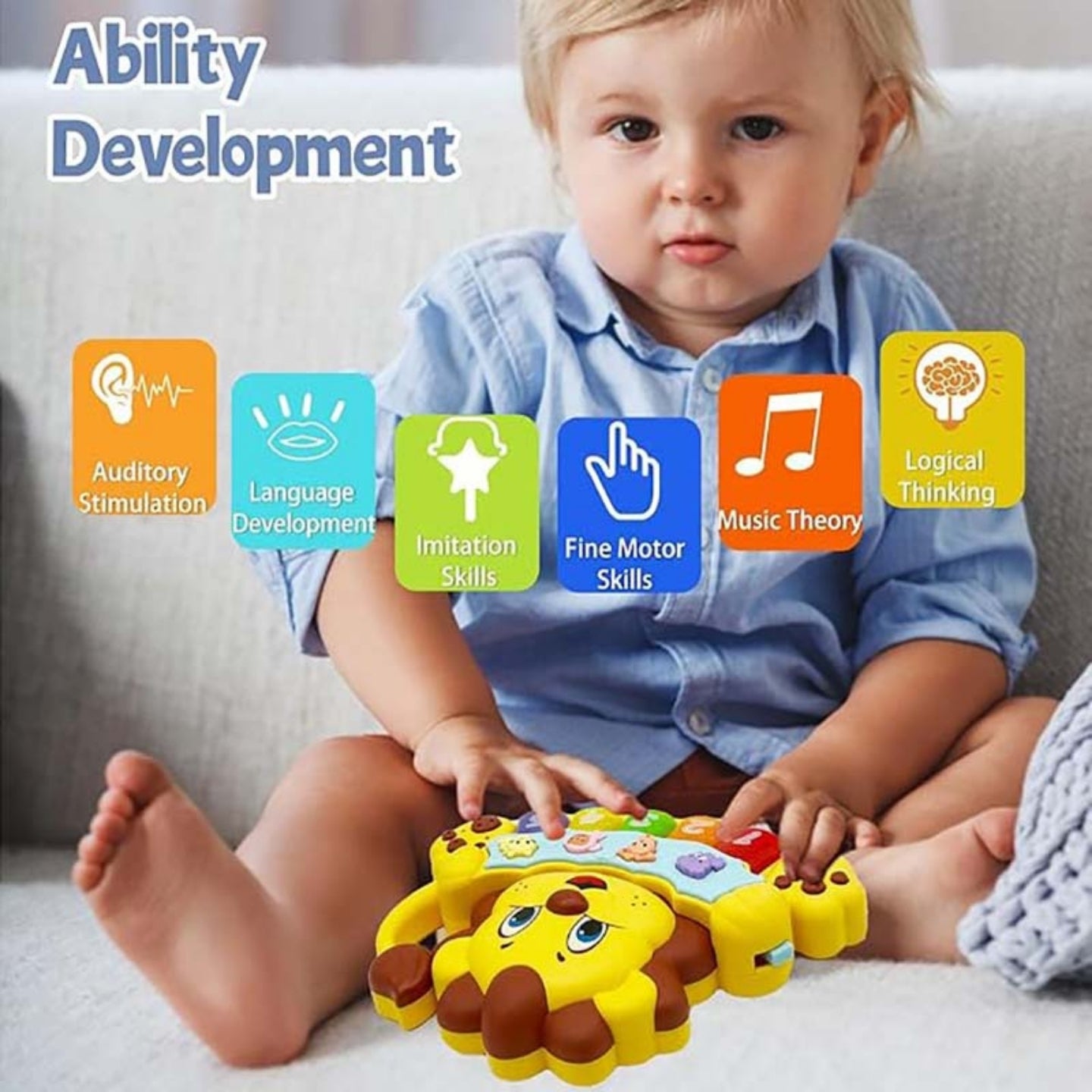 Little Angel-Baby Musical Piano Toy for Kids Educational Light Interactive Fun - Yellow