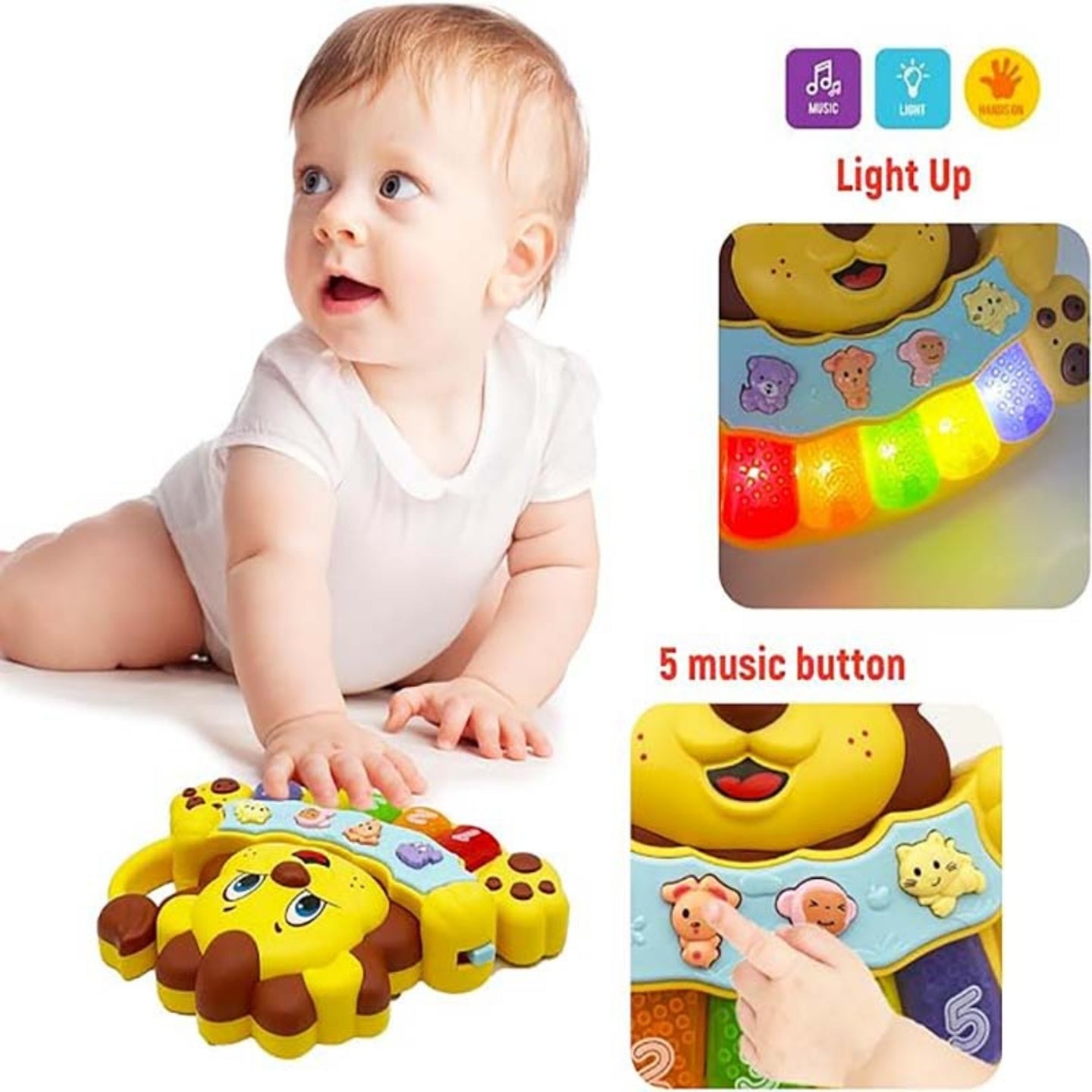 Little Angel-Baby Musical Piano Toy for Kids Educational Light Interactive Fun - Yellow