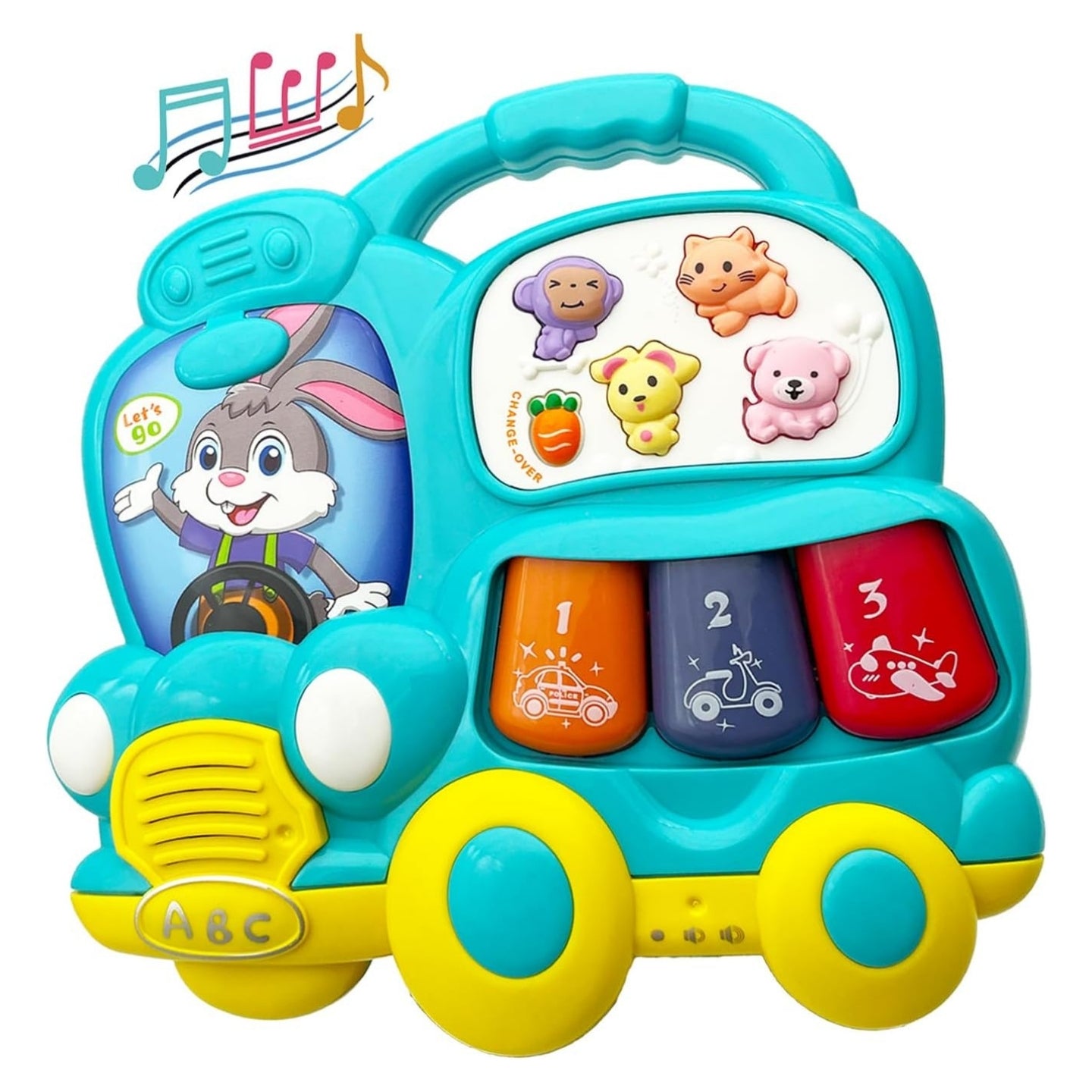 Little Angel-Baby Musical Learning Bunny Car Toy with Lights & Sounds - Blue