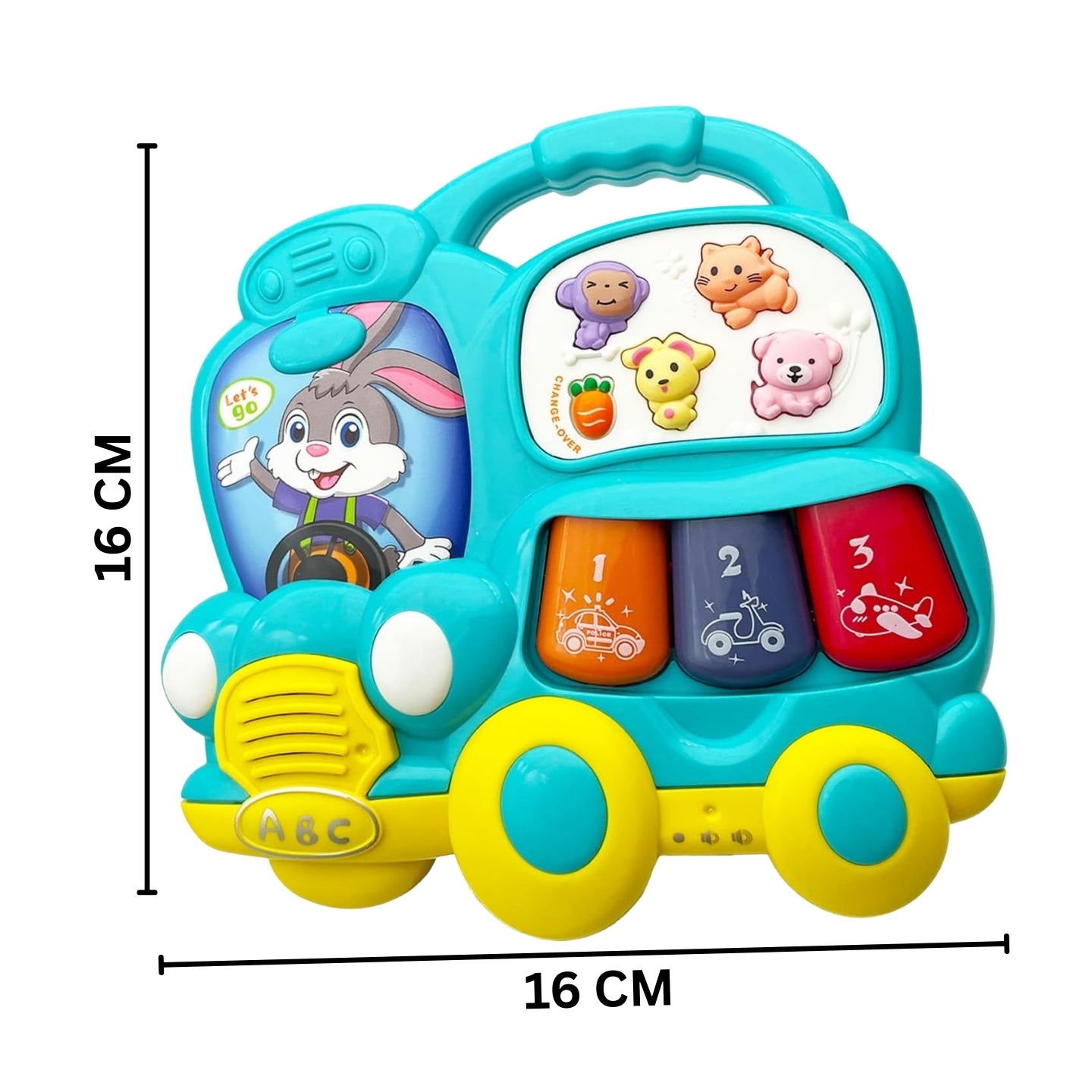 Little Angel-Baby Musical Learning Bunny Car Toy with Lights & Sounds - Blue