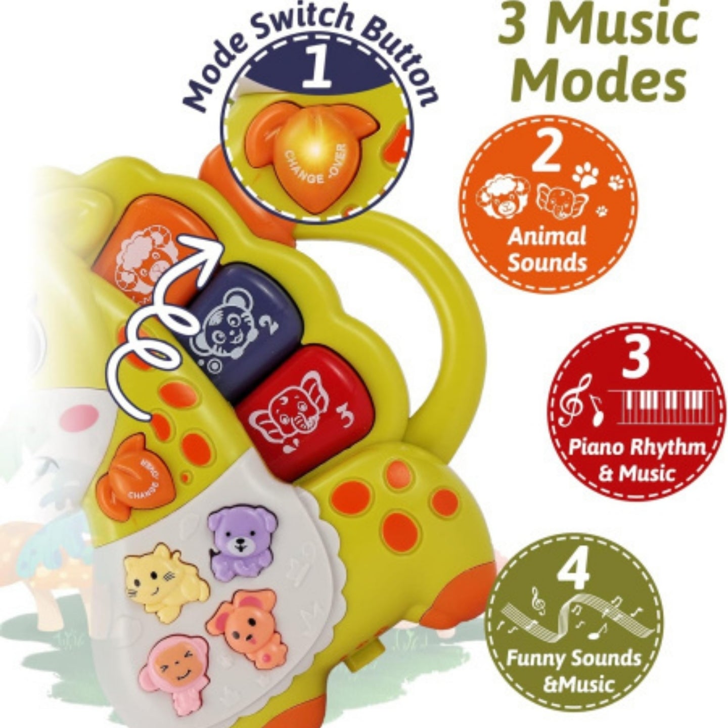 Little Angel-Baby Musical Giraffe Toy for Early Learning - Green/Yellow