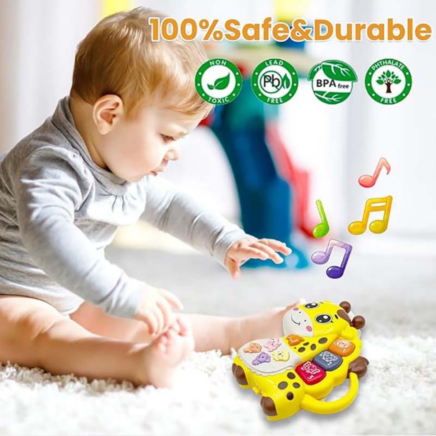 Little Angel-Baby Musical Giraffe Toy for Early Learning - Green/Yellow