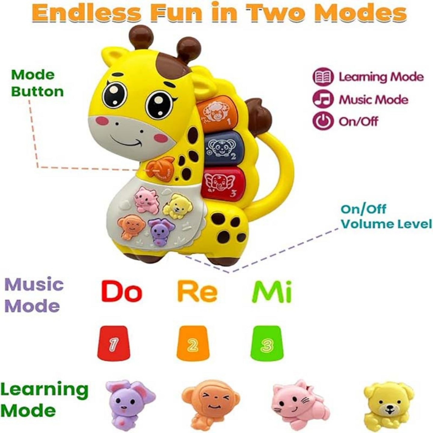 Little Angel-Baby Musical Giraffe Toy for Early Learning - Green/Yellow