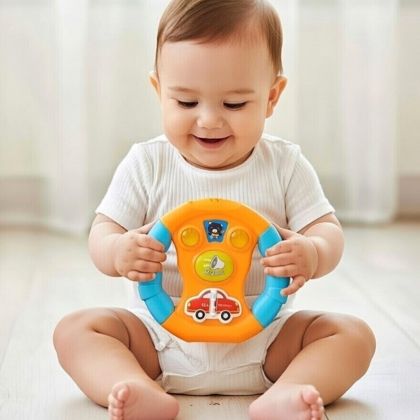Little Angel-Baby Musical Steering Wheel Toy with Lights - Yellow