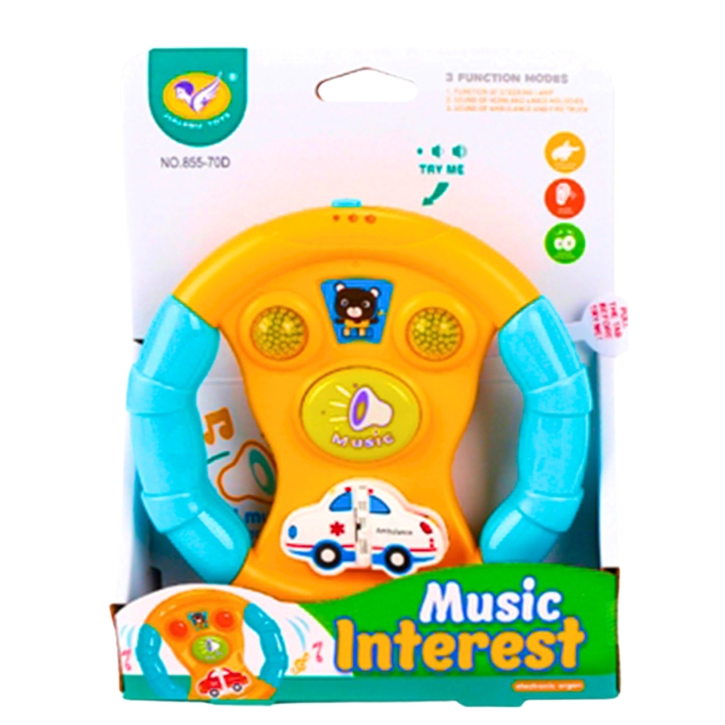 Little Angel-Baby Musical Steering Wheel Toy with Lights - Yellow