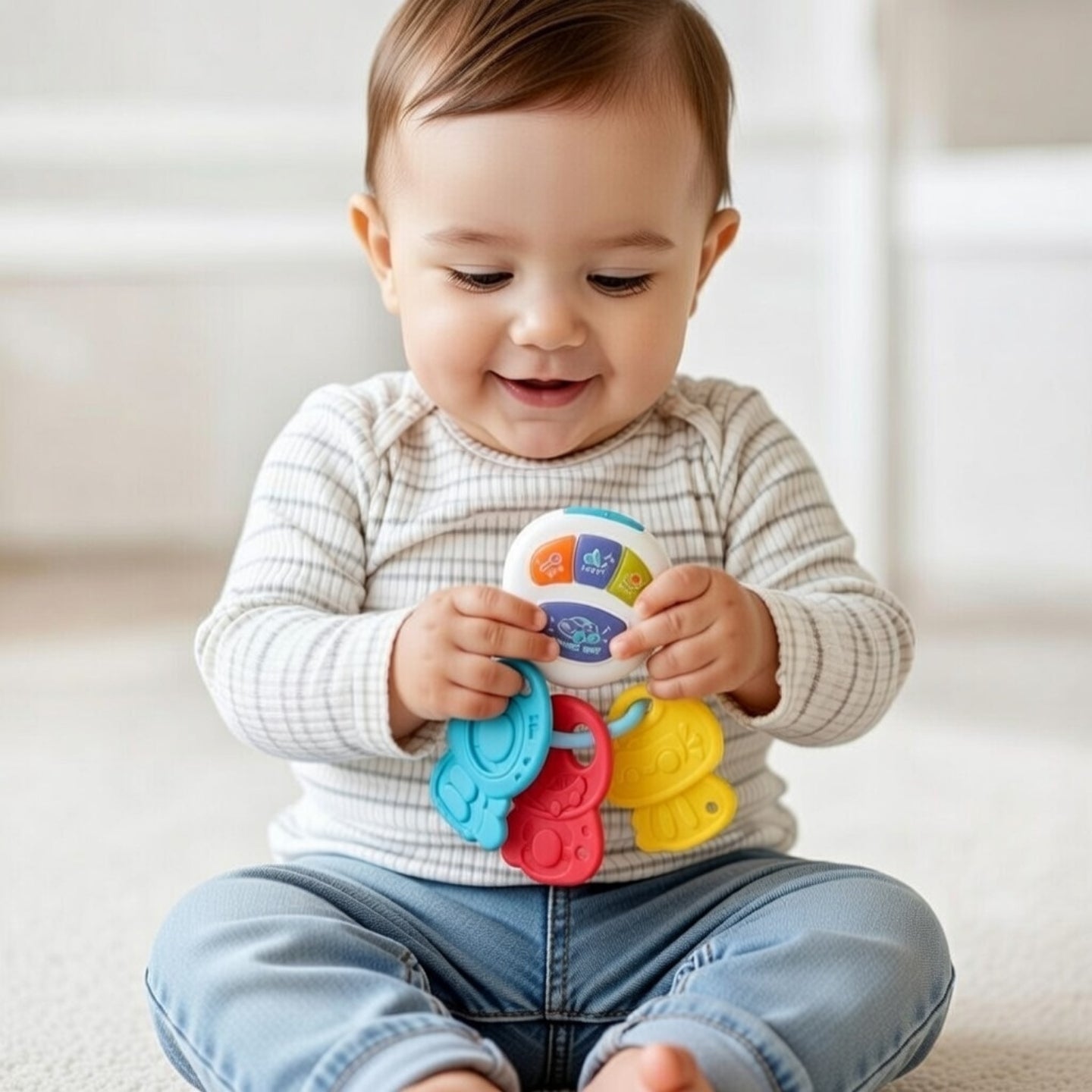 Little Angel-Baby Musical Remote & Key Rattle Toy for Early Learning Fun - White