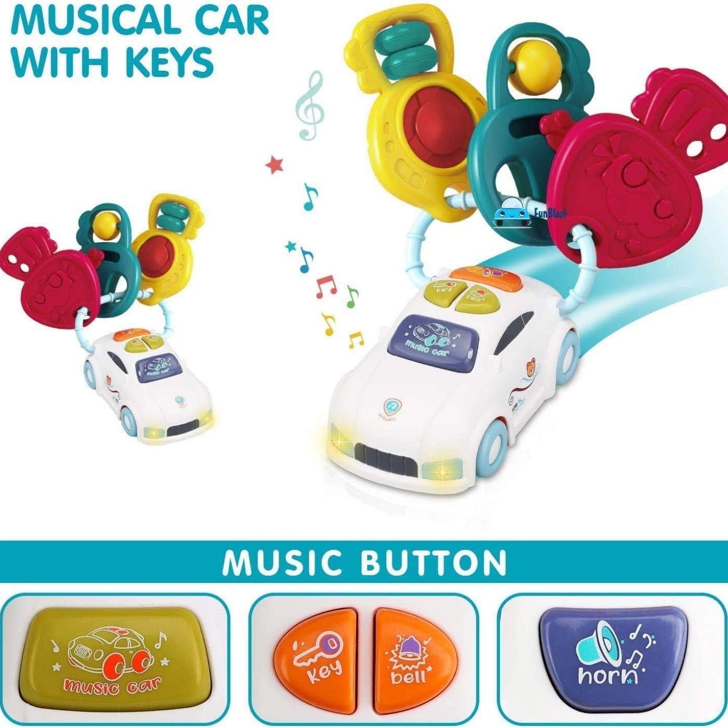 Little Angel-Baby Musical Remote & Key Rattle Toy for Early Learning Fun - White