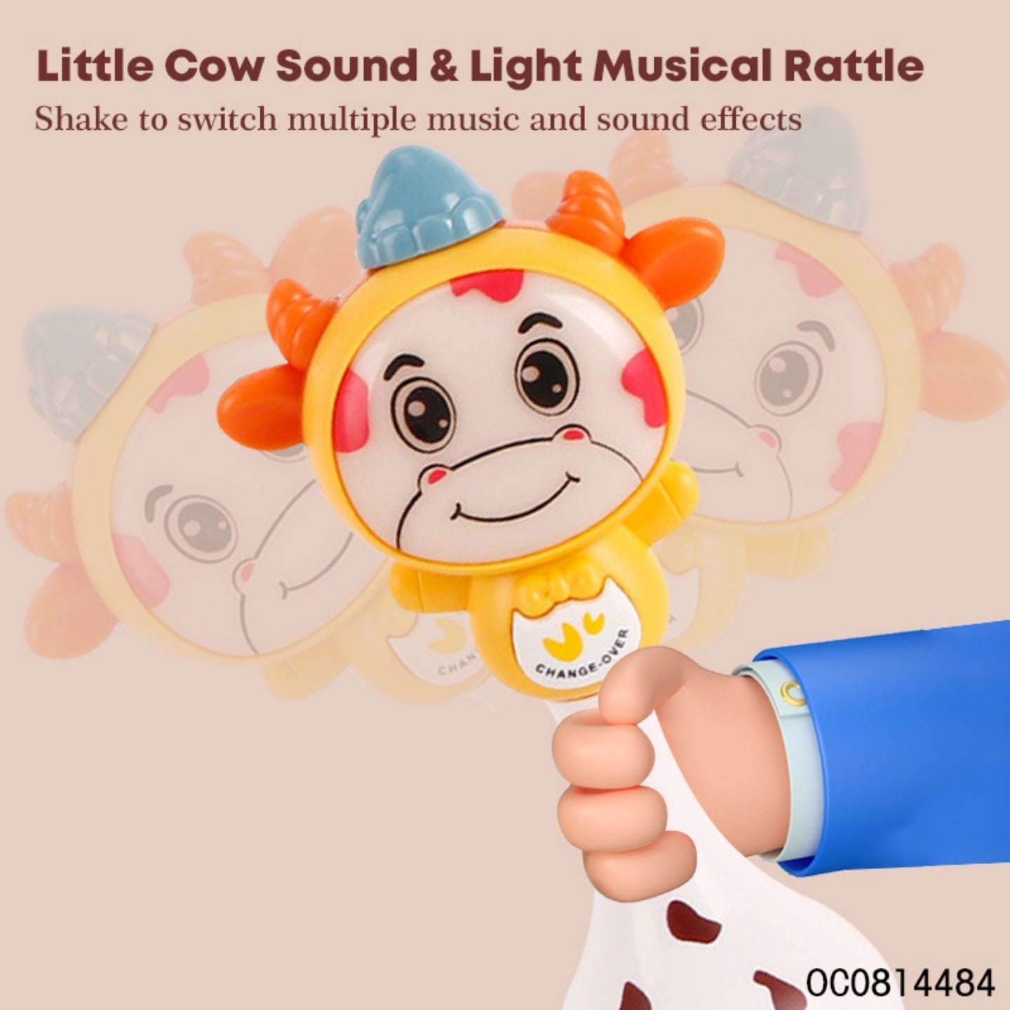 Little Angel-Baby Musical Rattle Toy for Infants Cute Cow - Brown