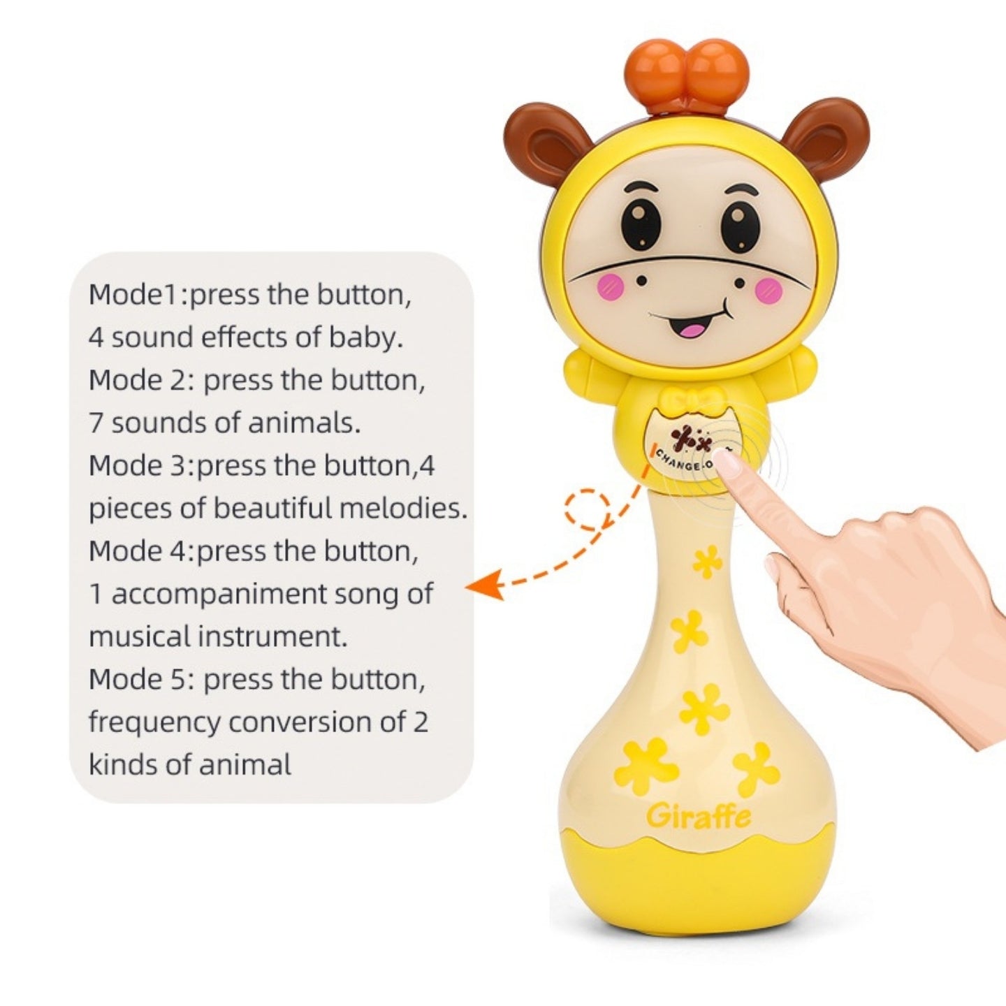 Little Angel-Baby Musical Rattle Toy Giraffe for Infants - Yellow
