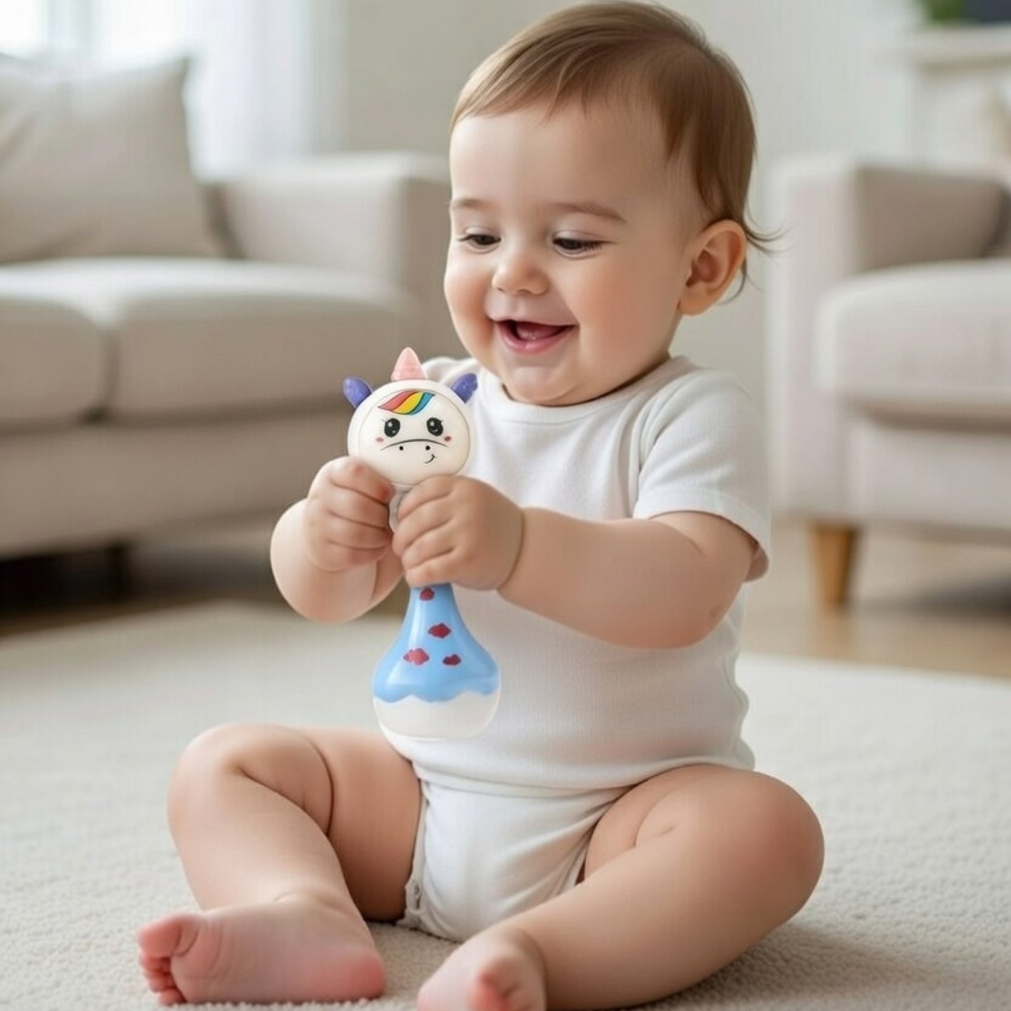 Little Angel-Baby Musical Rattle Toy Unicorn for Infants - Blue